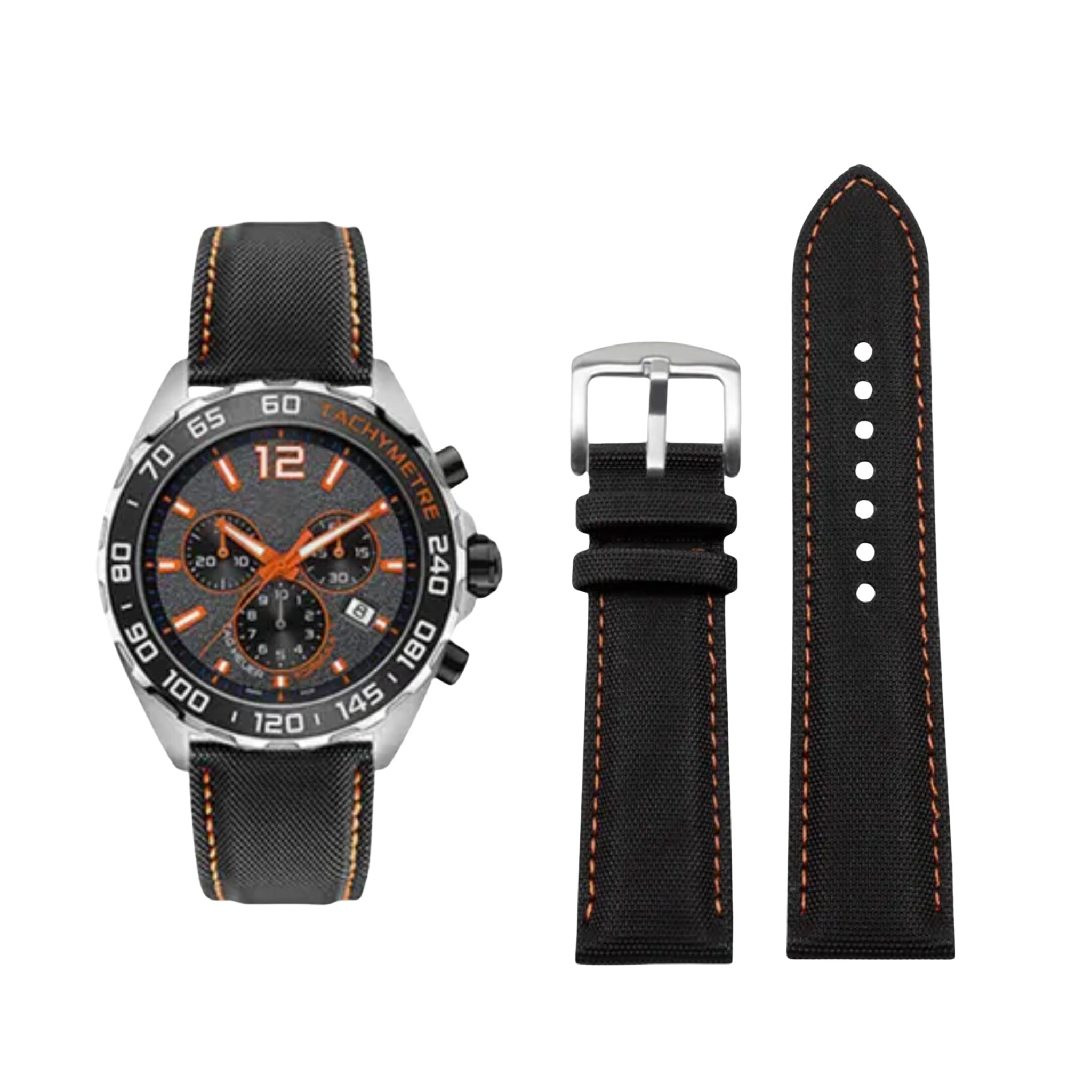 Nylonarmband – Für Tag Heuer Formula 1 – Schwarz/Orange - Helvetus DE