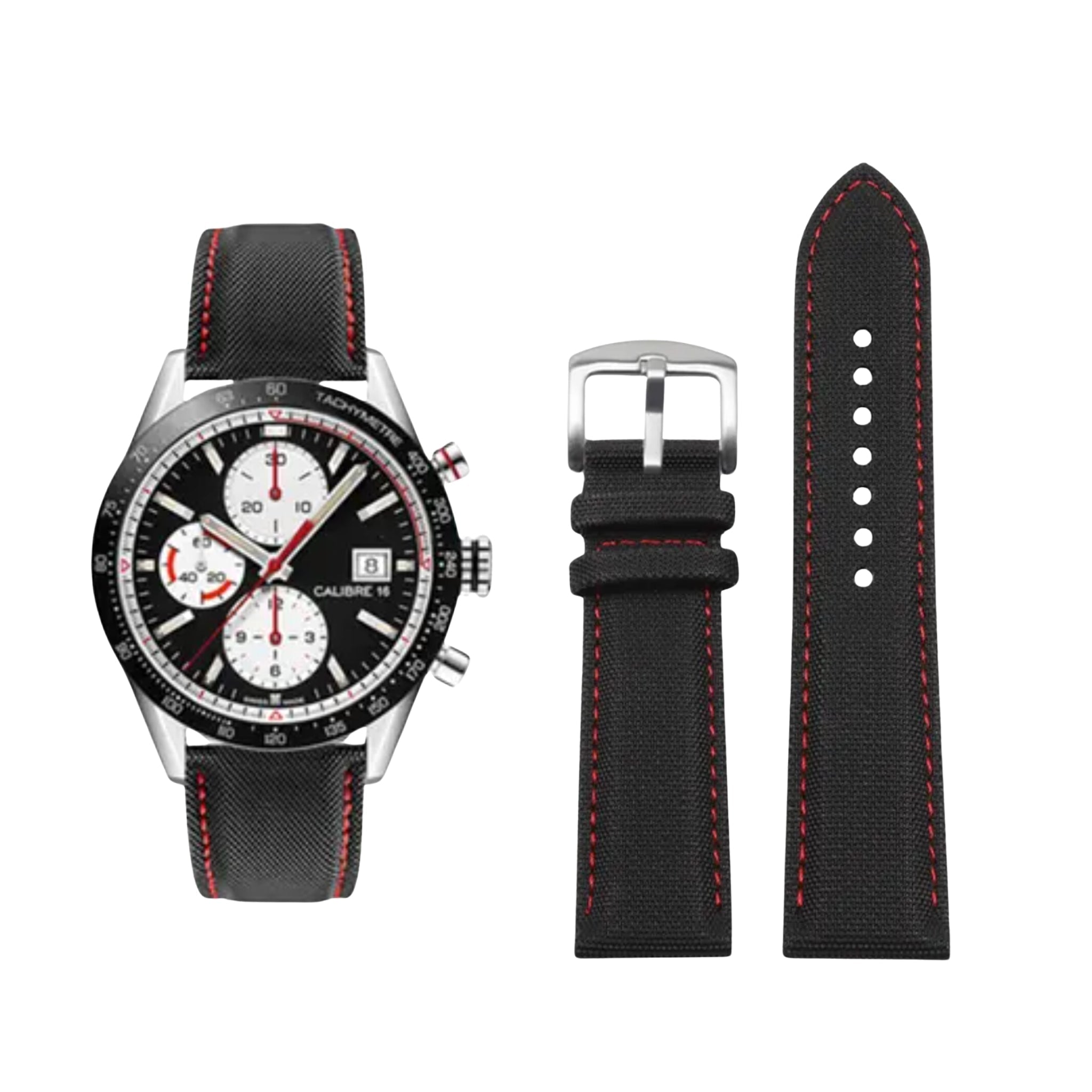 Nylonarmband – Für Tag Heuer Formula 1 – Schwarz/Rot - Helvetus DE