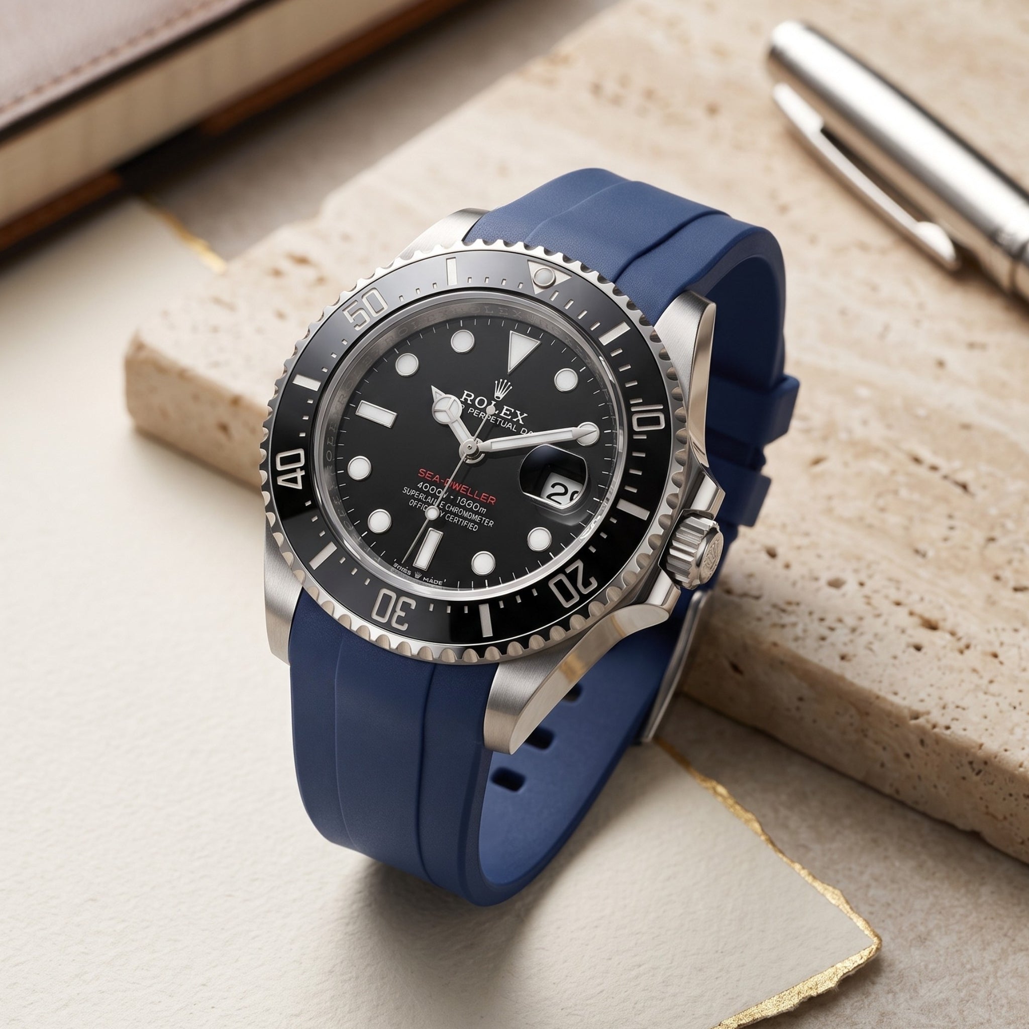 Kautschukarmband für Rolex Sea-Dweller – Dunkel Blau