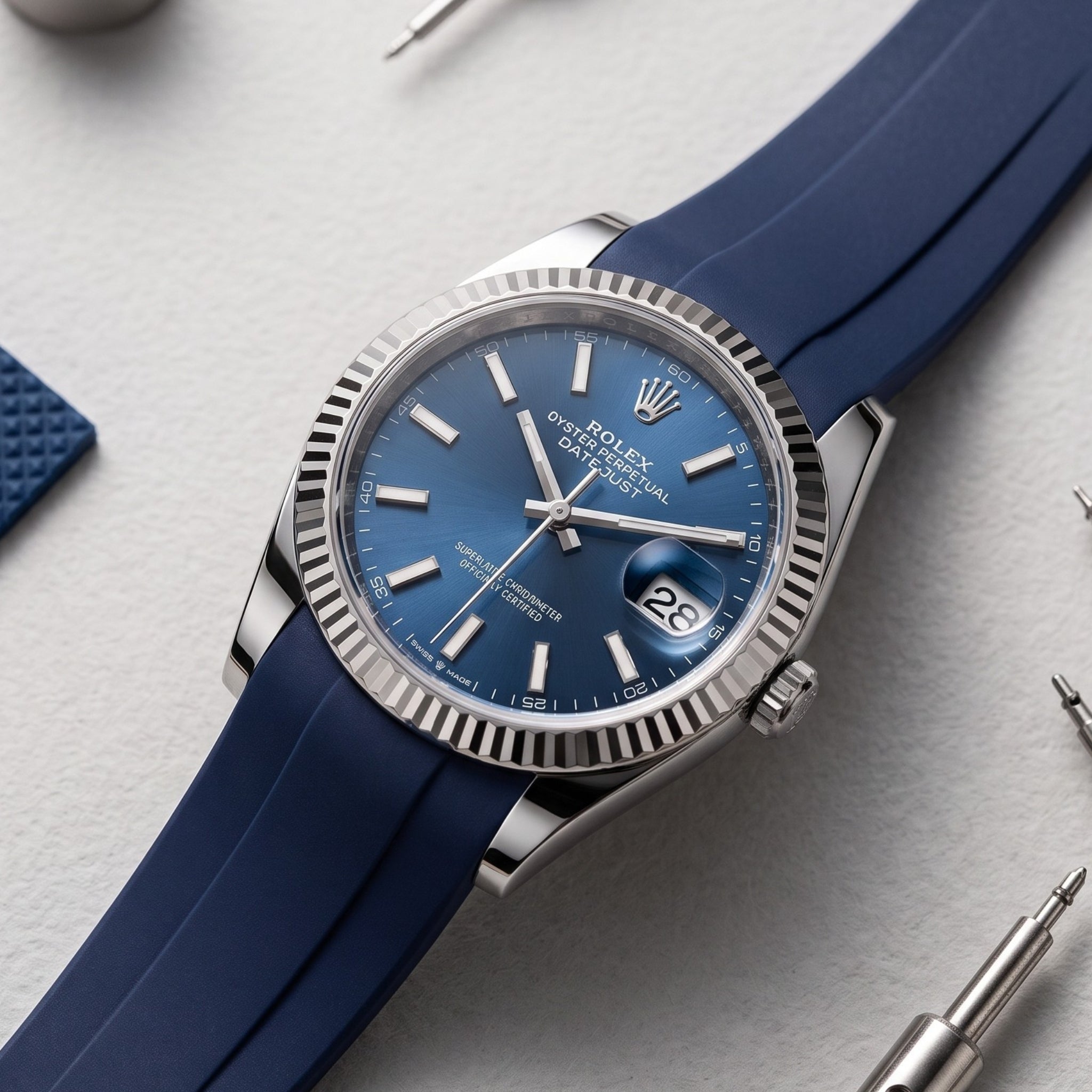 Faltschließe Kautschukarmband für Rolex Datejust 36 – Dunkel Blau