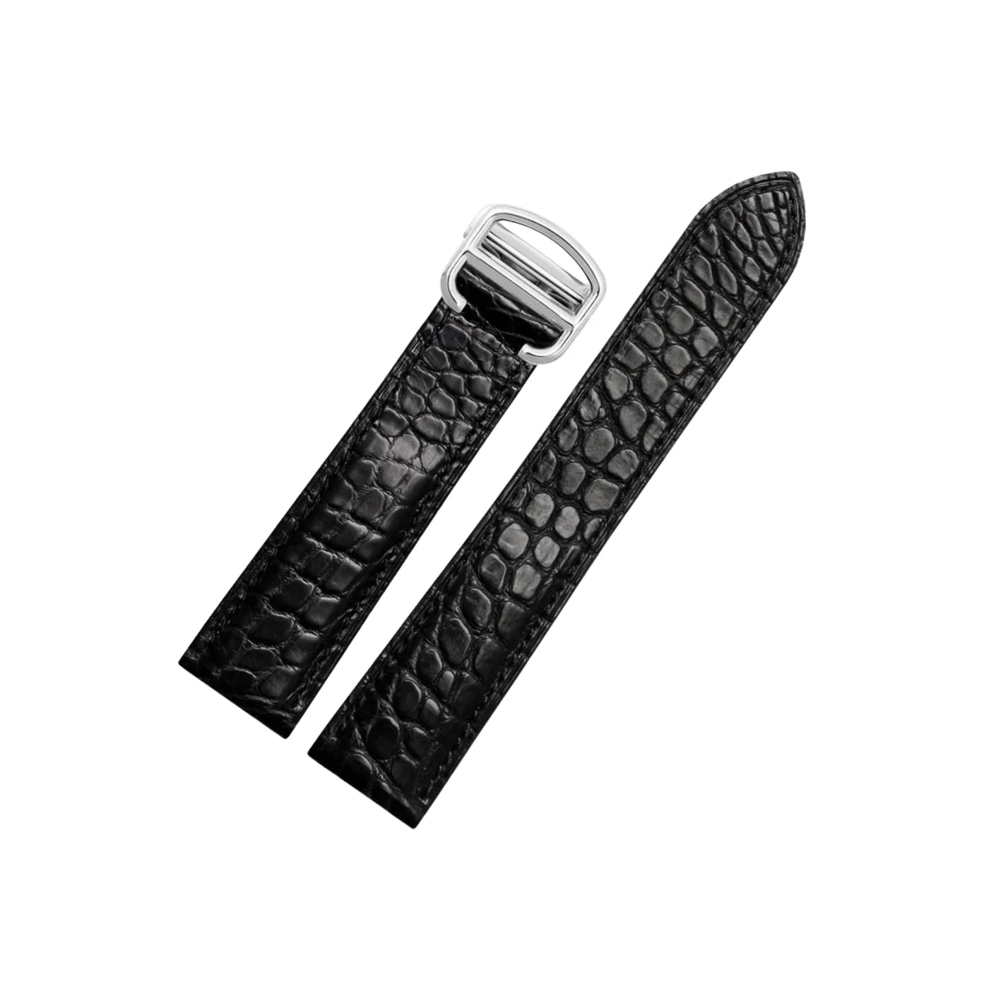 Krokodil Leder Armband - für Cartier Tank Solo - Schwarz