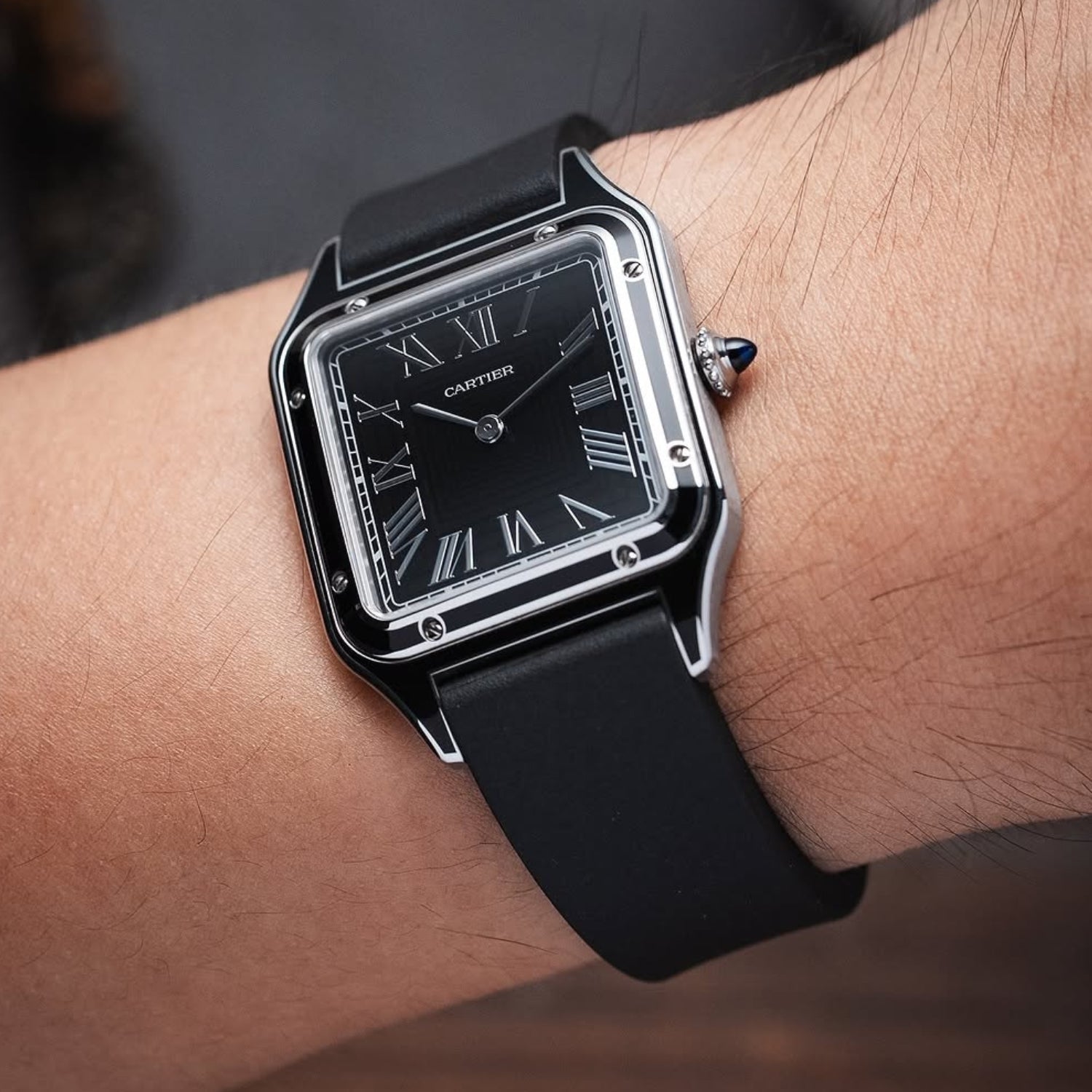 CTS Kautschuk Armband - Cartier Santos - Dumont - Schwarz - Helvetus DE