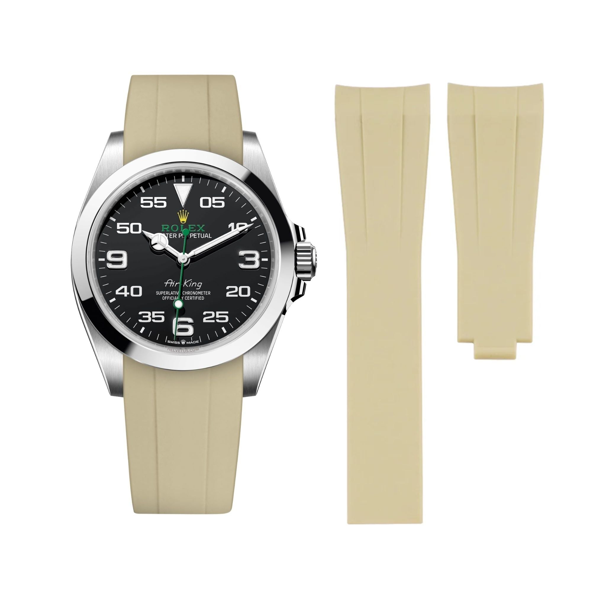 Deployant Rubber Strap - For Rolex Air - King - Beige - Helvetus