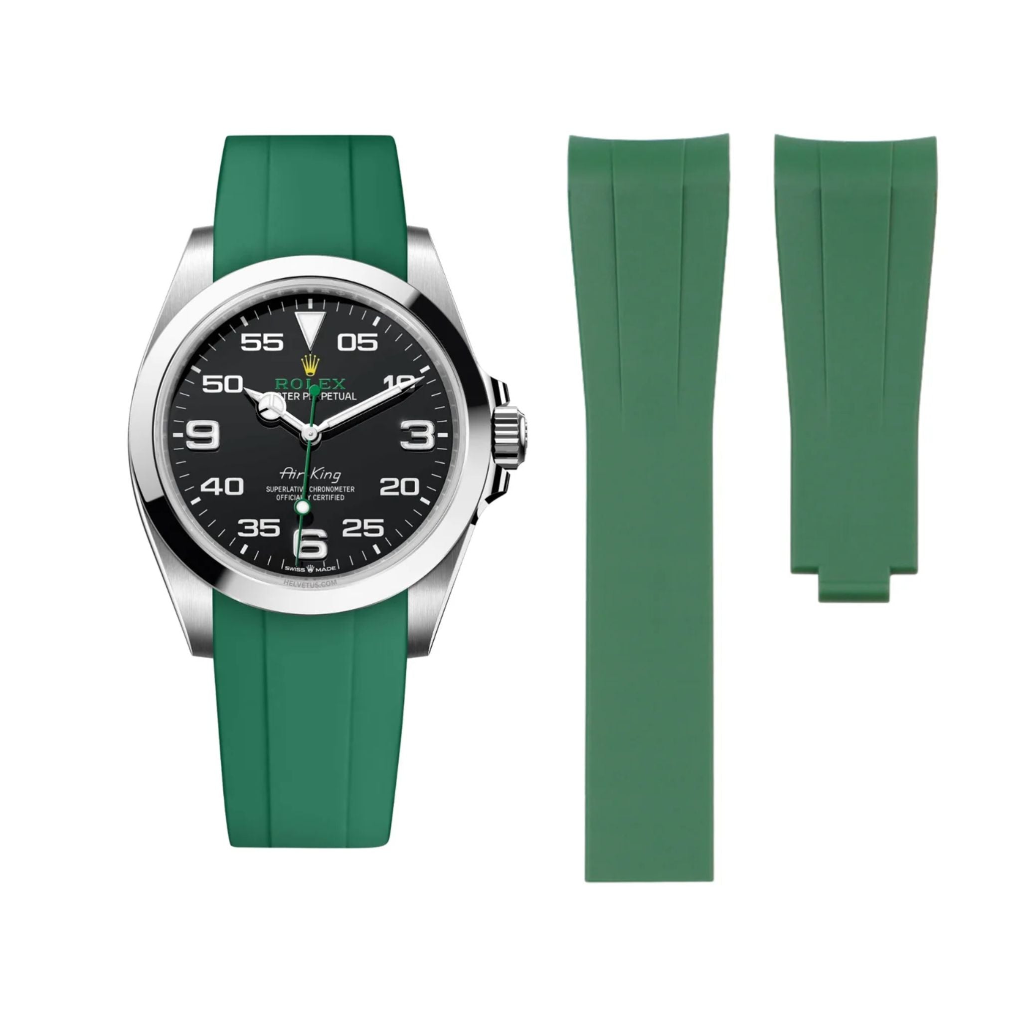 Deployant Rubber Strap - For Rolex Air - King - Green - Helvetus