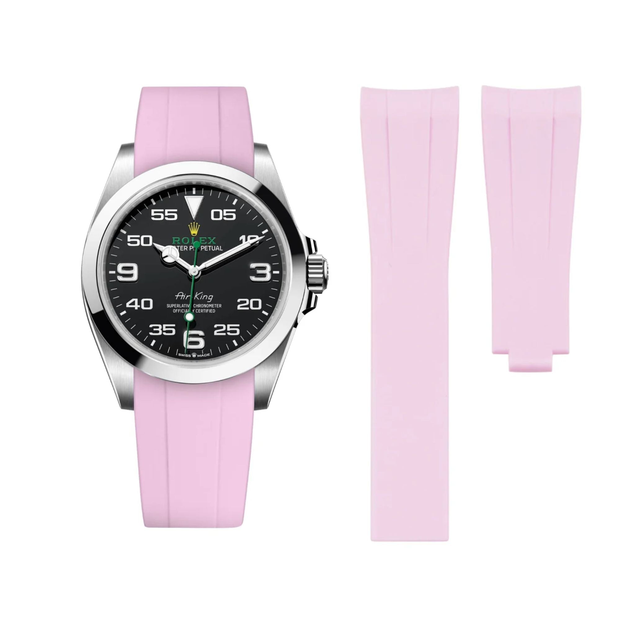 Deployant Rubber Strap - For Rolex Air - King - Pink - Helvetus