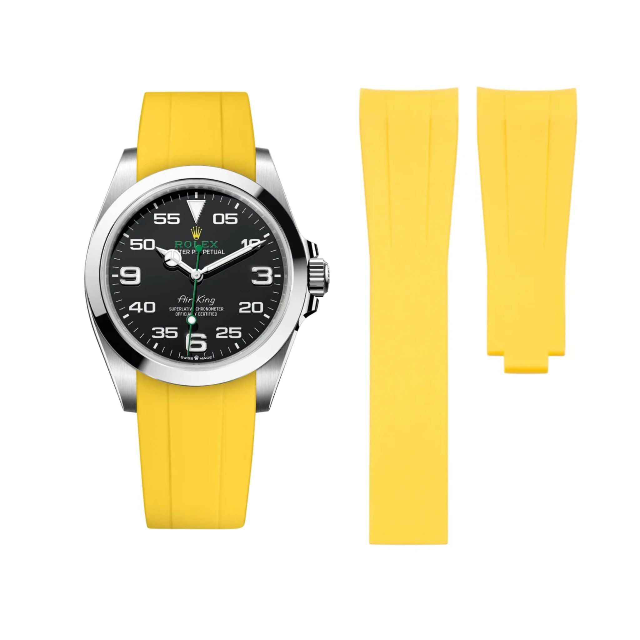 Deployant Rubber Strap - For Rolex Air - King - Yellow - Helvetus