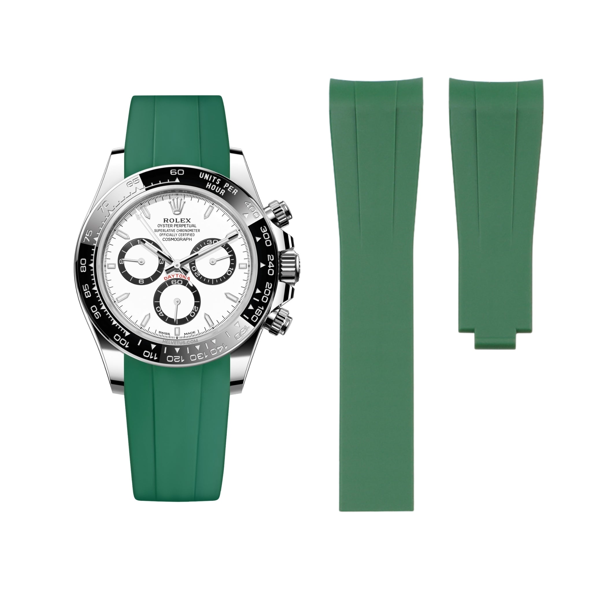 Deployant Rubber Strap - For Rolex Daytona - Green - Helvetus