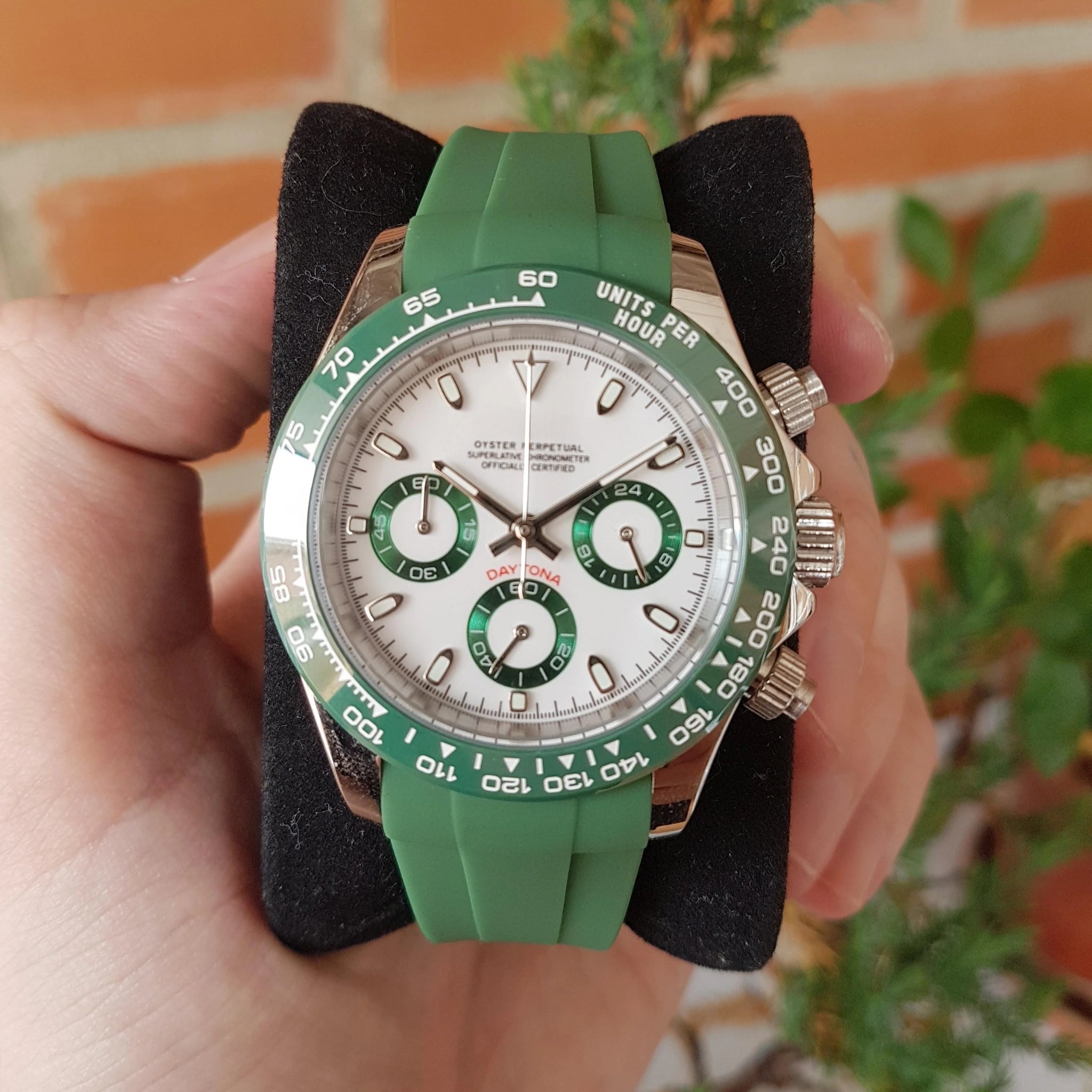 Deployant Rubber Strap - For Rolex Daytona - Green - Helvetus