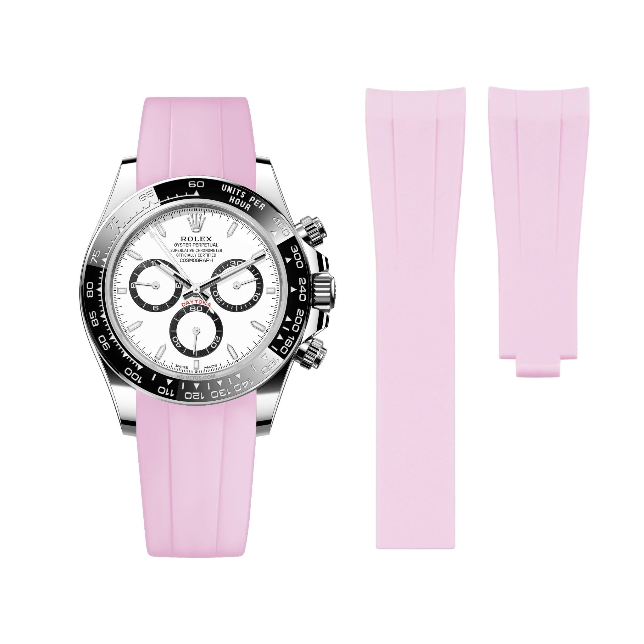 Deployant Rubber Strap - For Rolex Daytona - Pink - Helvetus