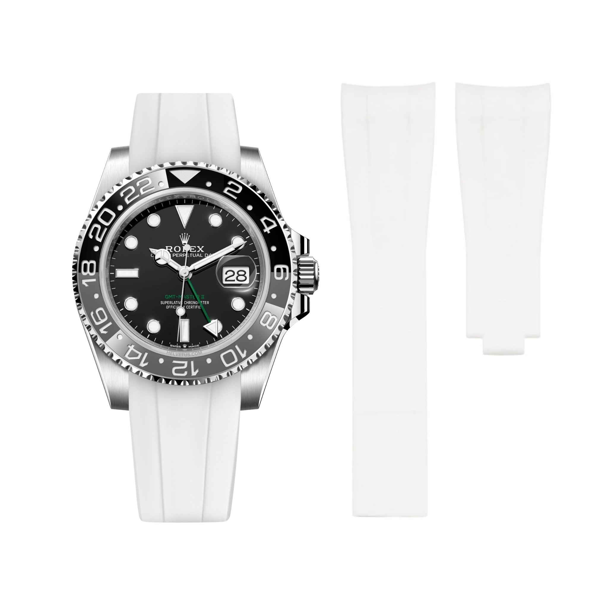 Deployant Rubber Strap - For Rolex GMT - Master II - White - Helvetus