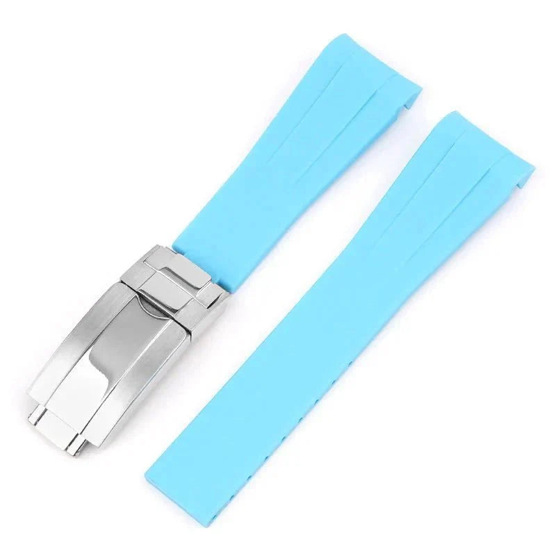 Deployant Rubber Strap - For Rolex Oyster Perpetual 36mm - Light Blue - Helvetus