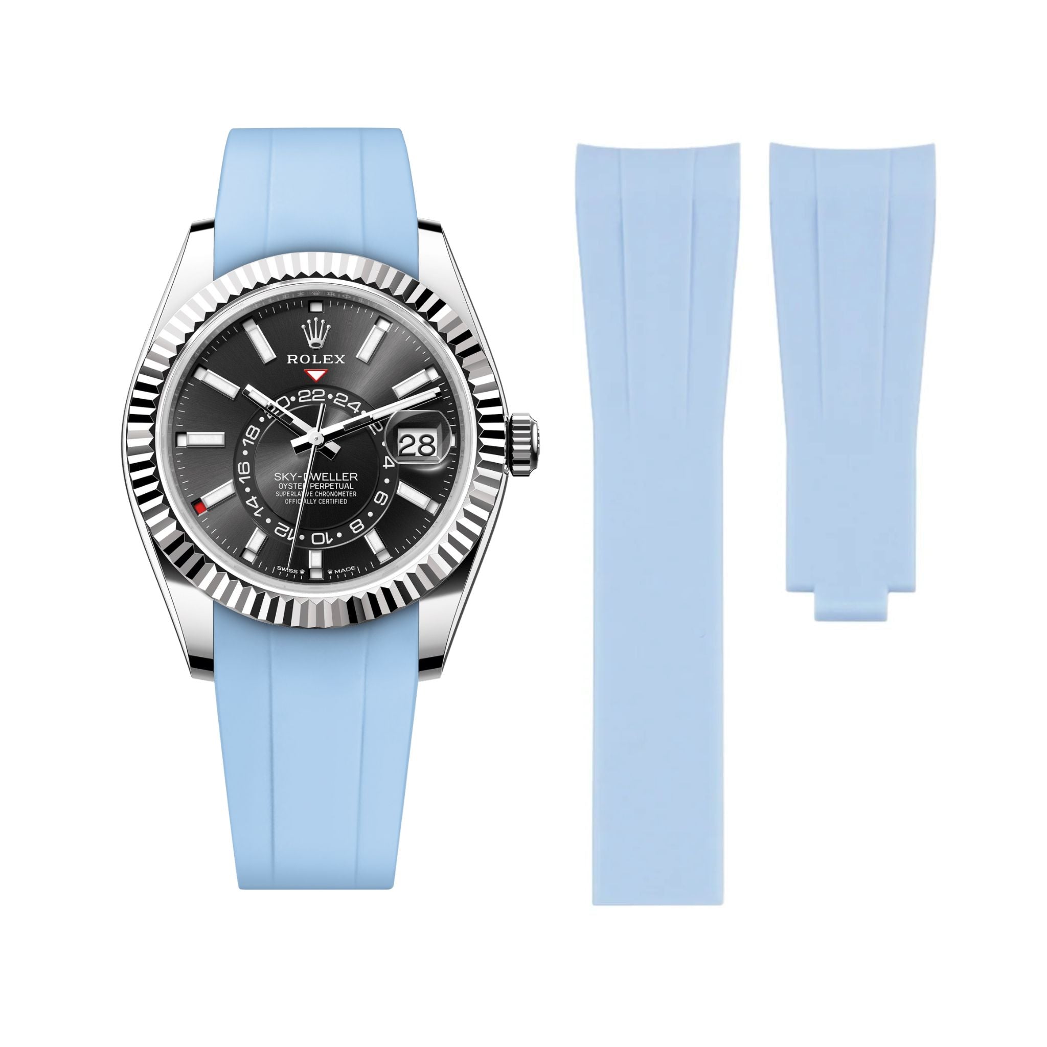 Deployant Rubber Strap - For Rolex Sky - Dweller - Baby Blue - Helvetus