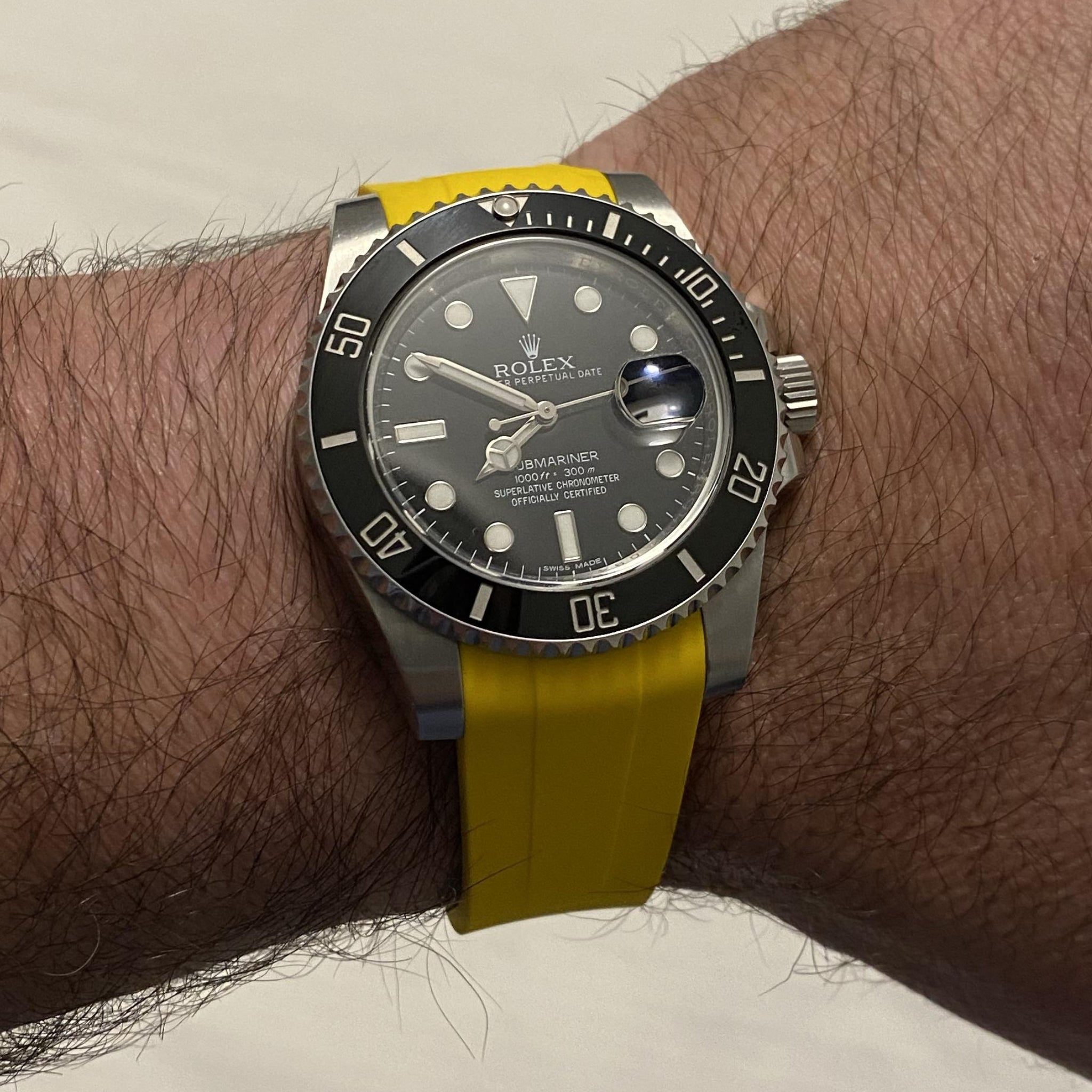 Deployant Rubber Strap - For Rolex Submariner - Yellow - Helvetus