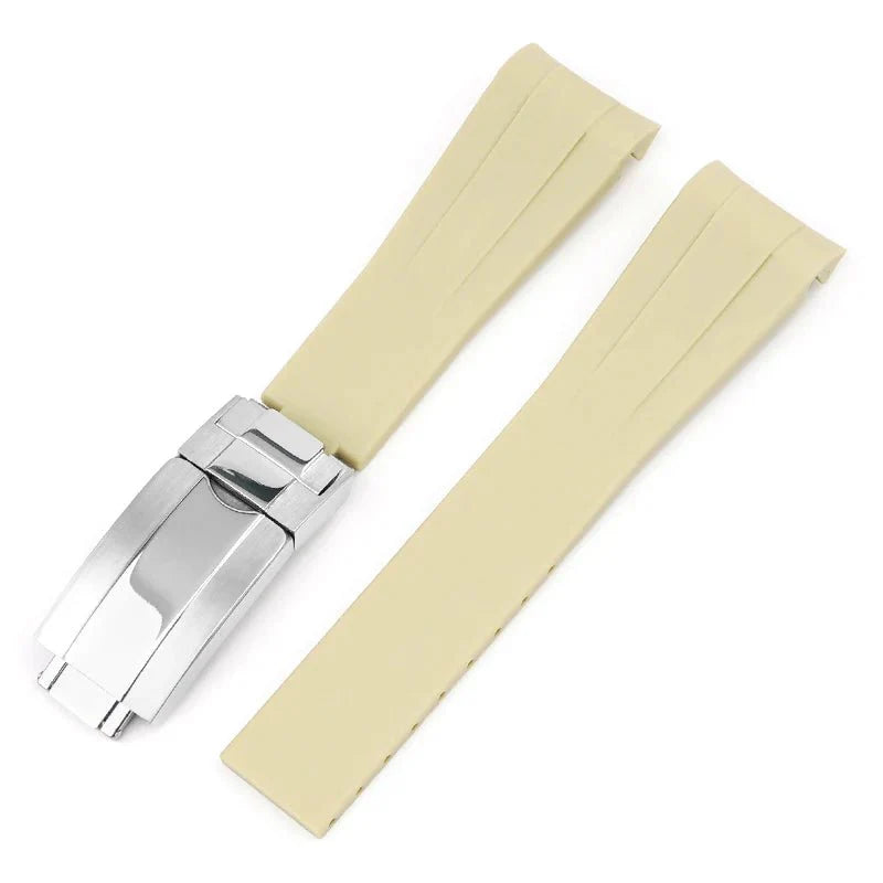 Deployant Rubber Strap - For Rolex Yacht - Master II - Beige - Helvetus