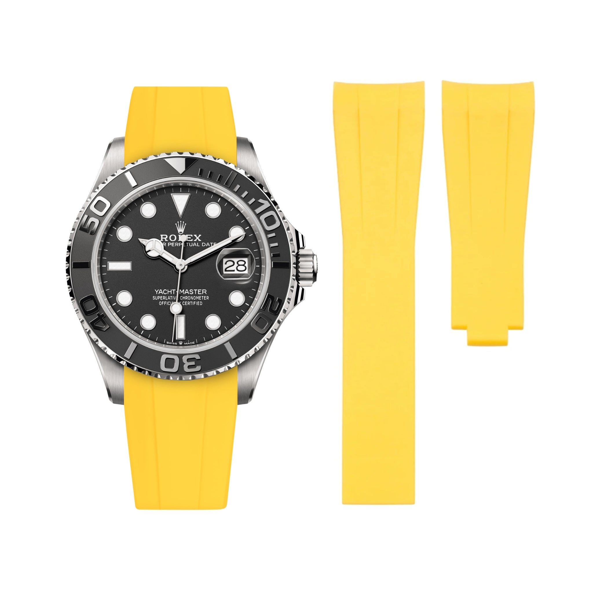 Deployant Rubber Strap - For Rolex Yacht - Master - Yellow - Helvetus