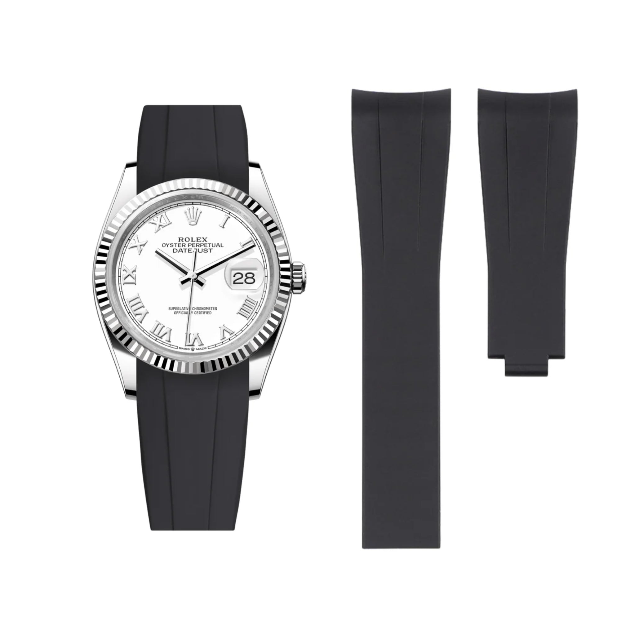 Deployant Strap - For Rolex Datejust 36 - Black - Helvetus