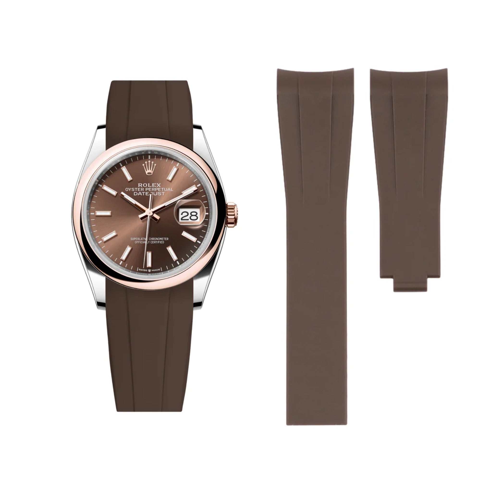 Deployant Strap - For Rolex Datejust 36 - Brown - Helvetus