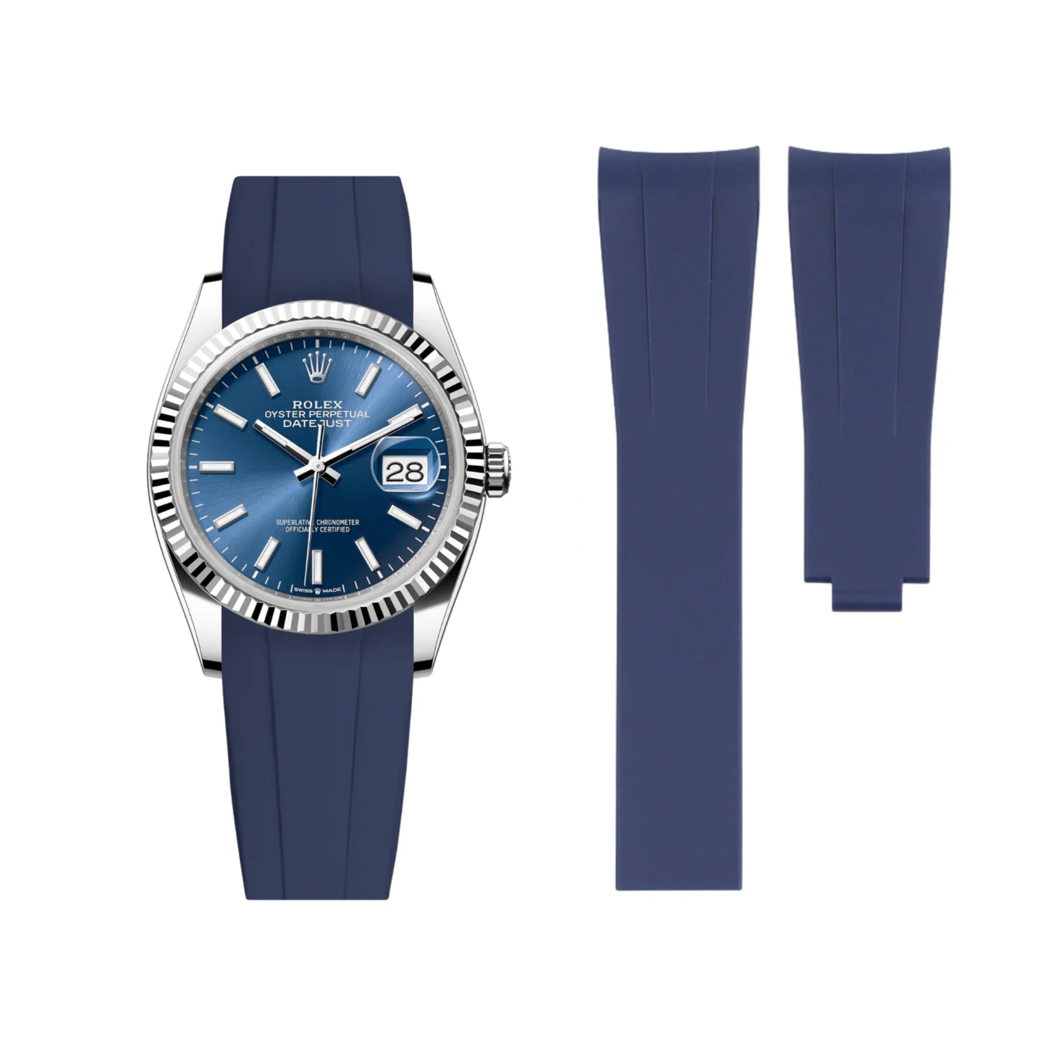 Deployant Strap - For Rolex Datejust 36 - Navy Blue - Helvetus