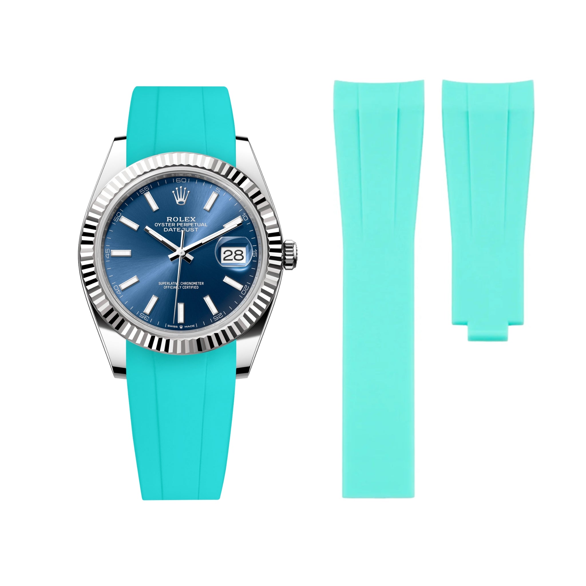 Deployant Strap - For Rolex Datejust 41mm - Turquoise - Helvetus