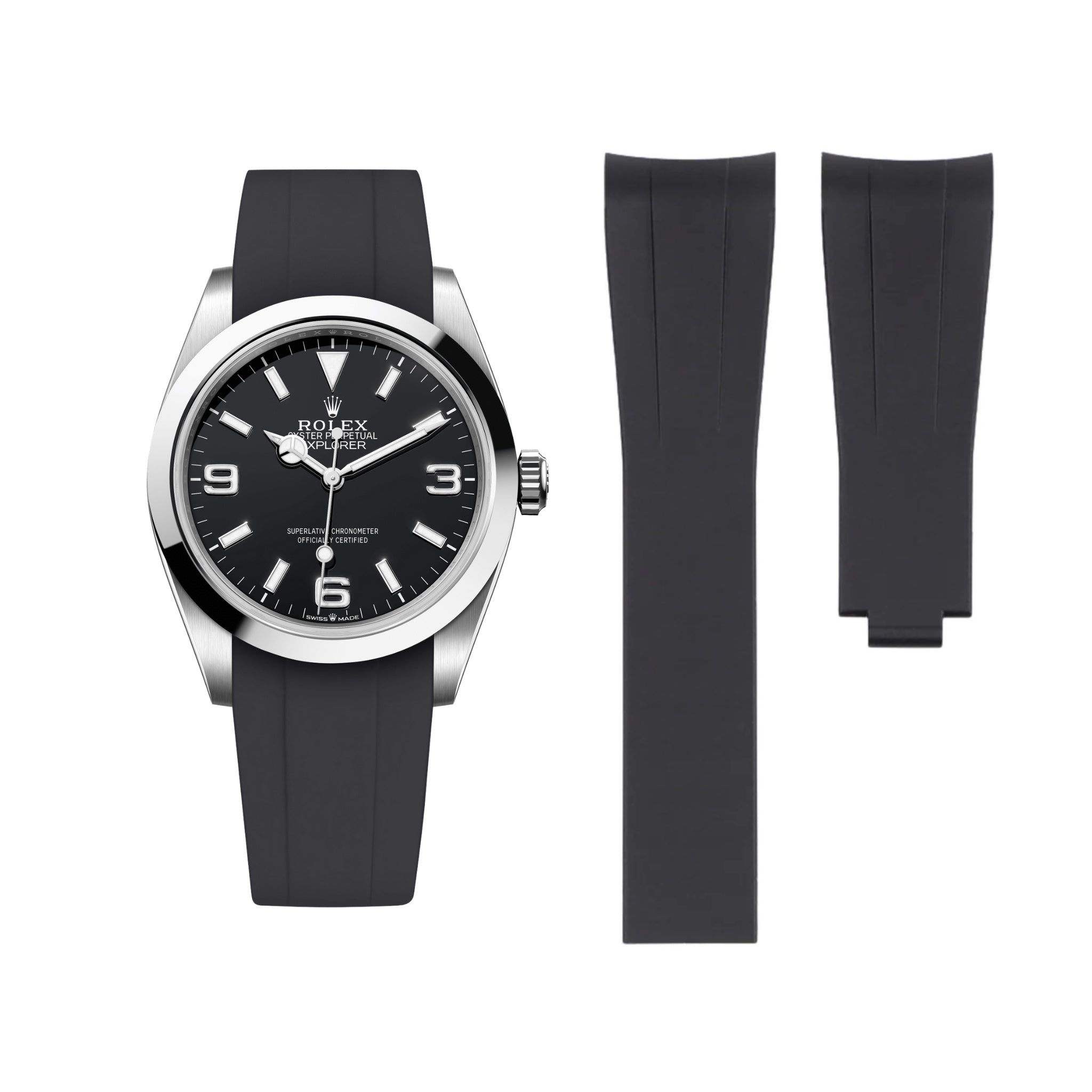 Deployant Strap - For Rolex Explorer I - Black - Helvetus