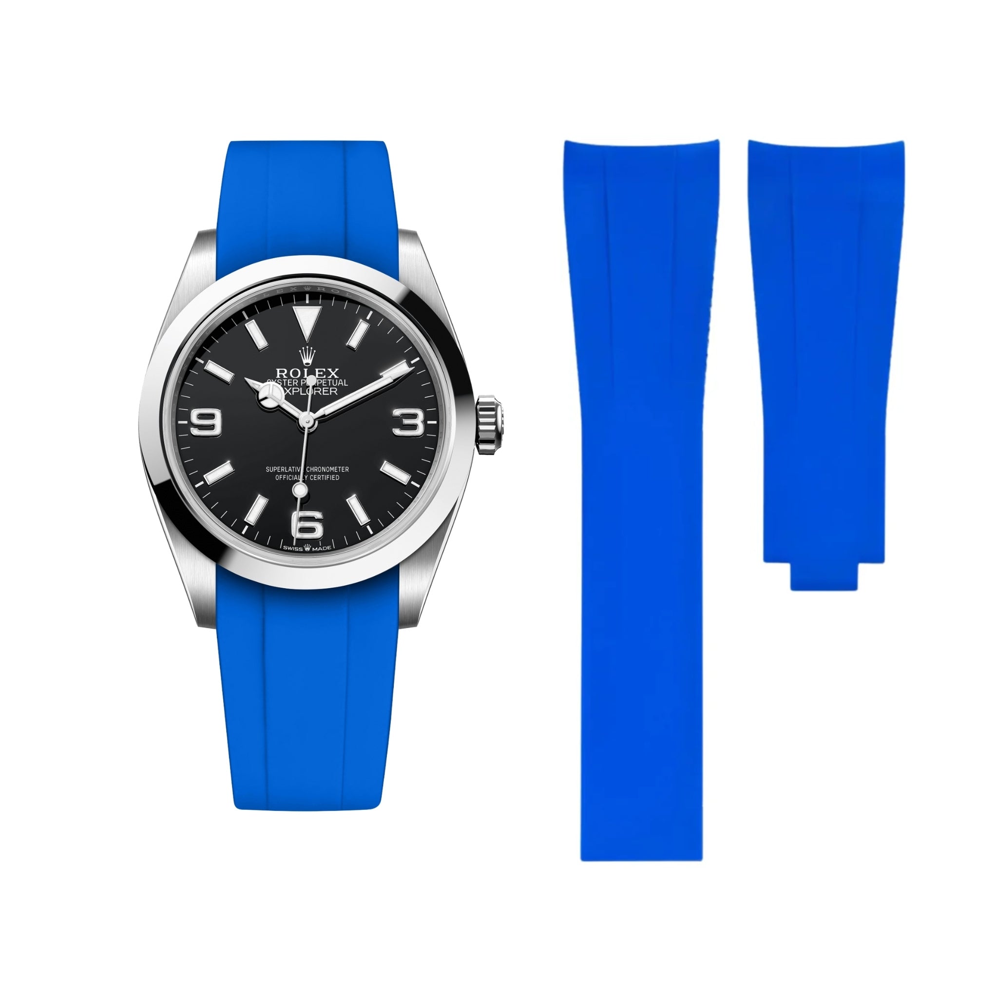 Deployant Strap - For Rolex Explorer I - Blue - Helvetus