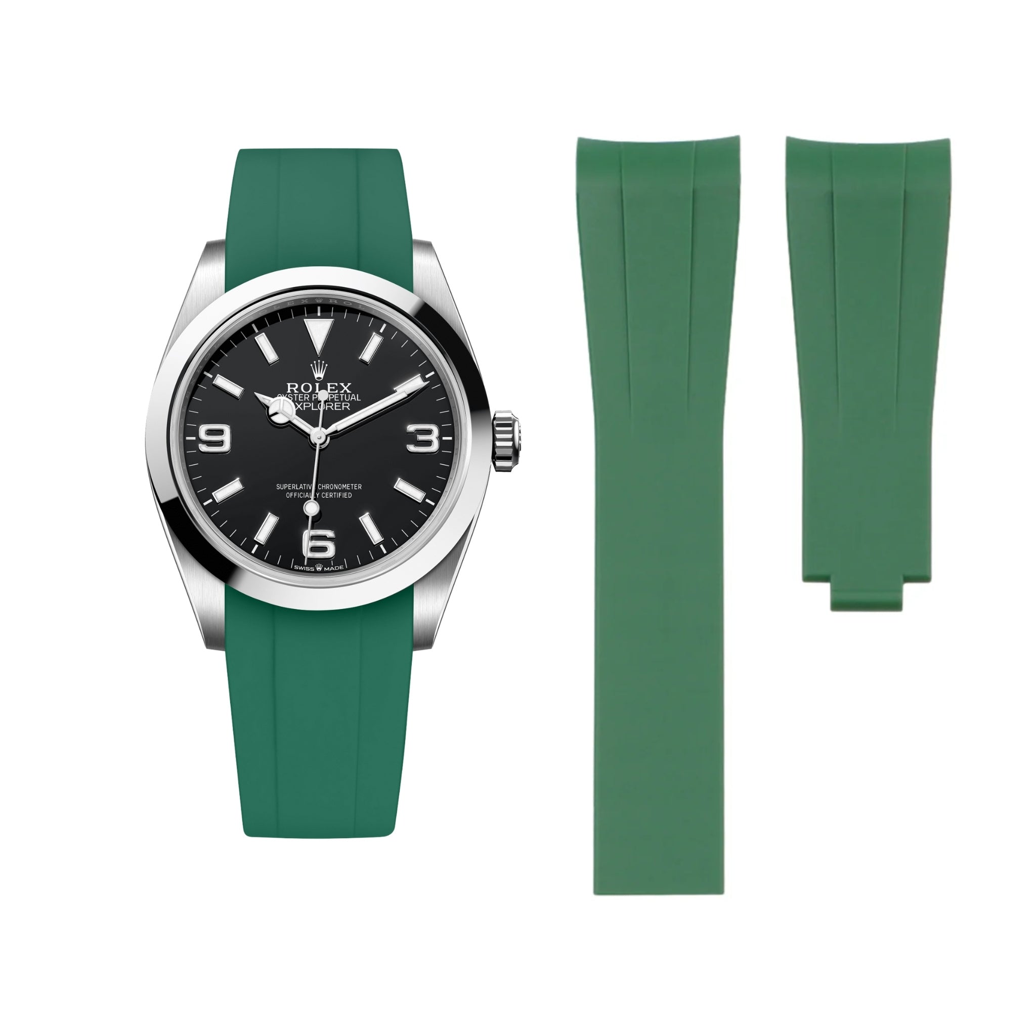 Deployant Strap - For Rolex Explorer I - Green - Helvetus