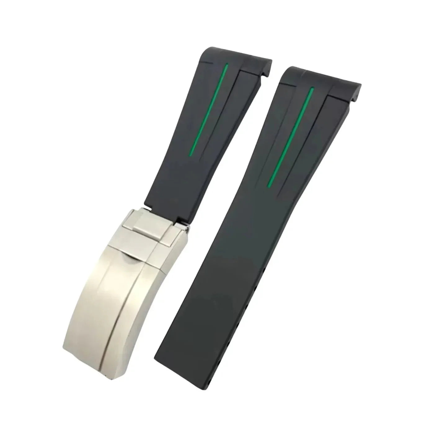 Deployant Strap - For Rolex Explorer II - Black w/Green Line | LuxLine® - Helvetus