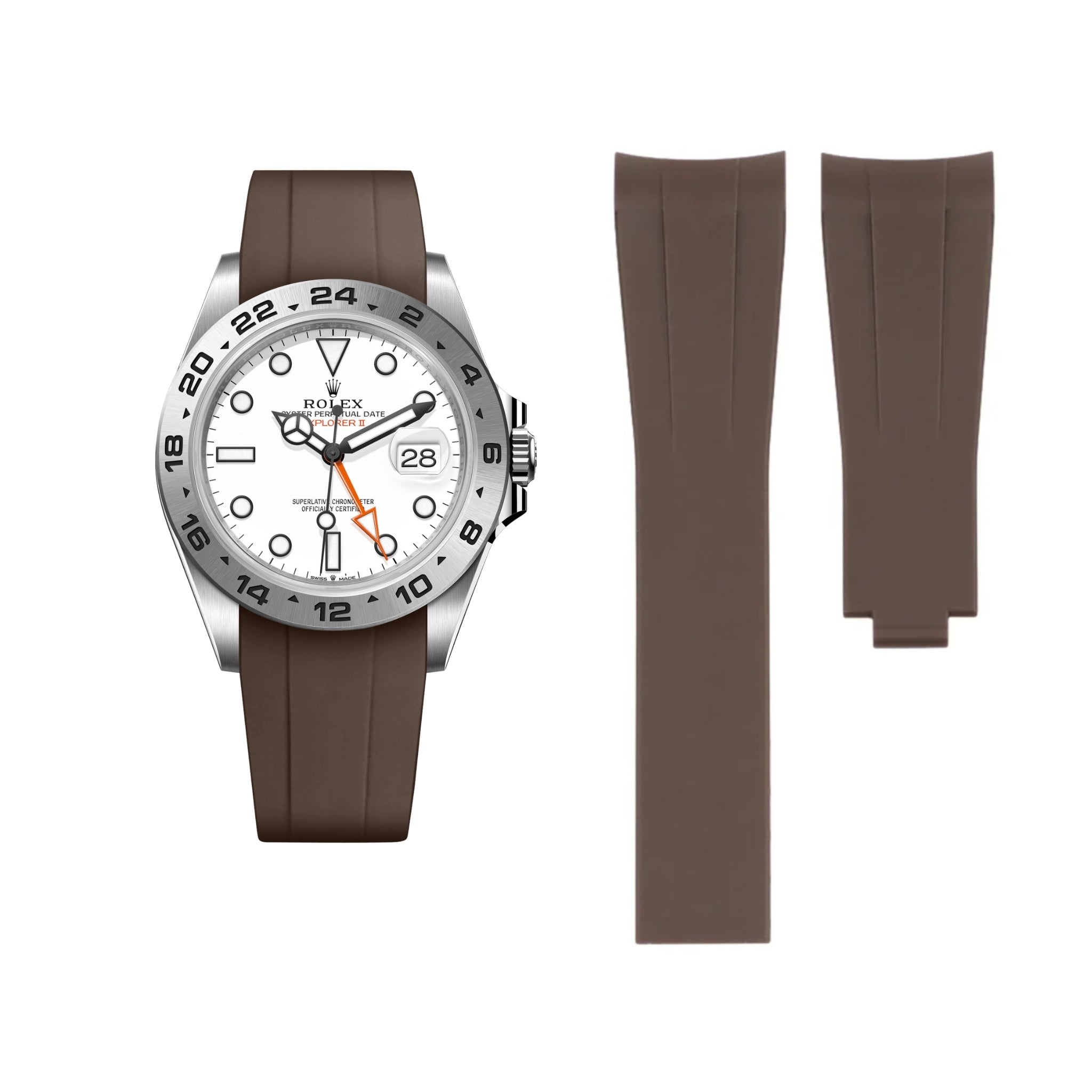 Deployant Strap - For Rolex Explorer II - Brown - Helvetus