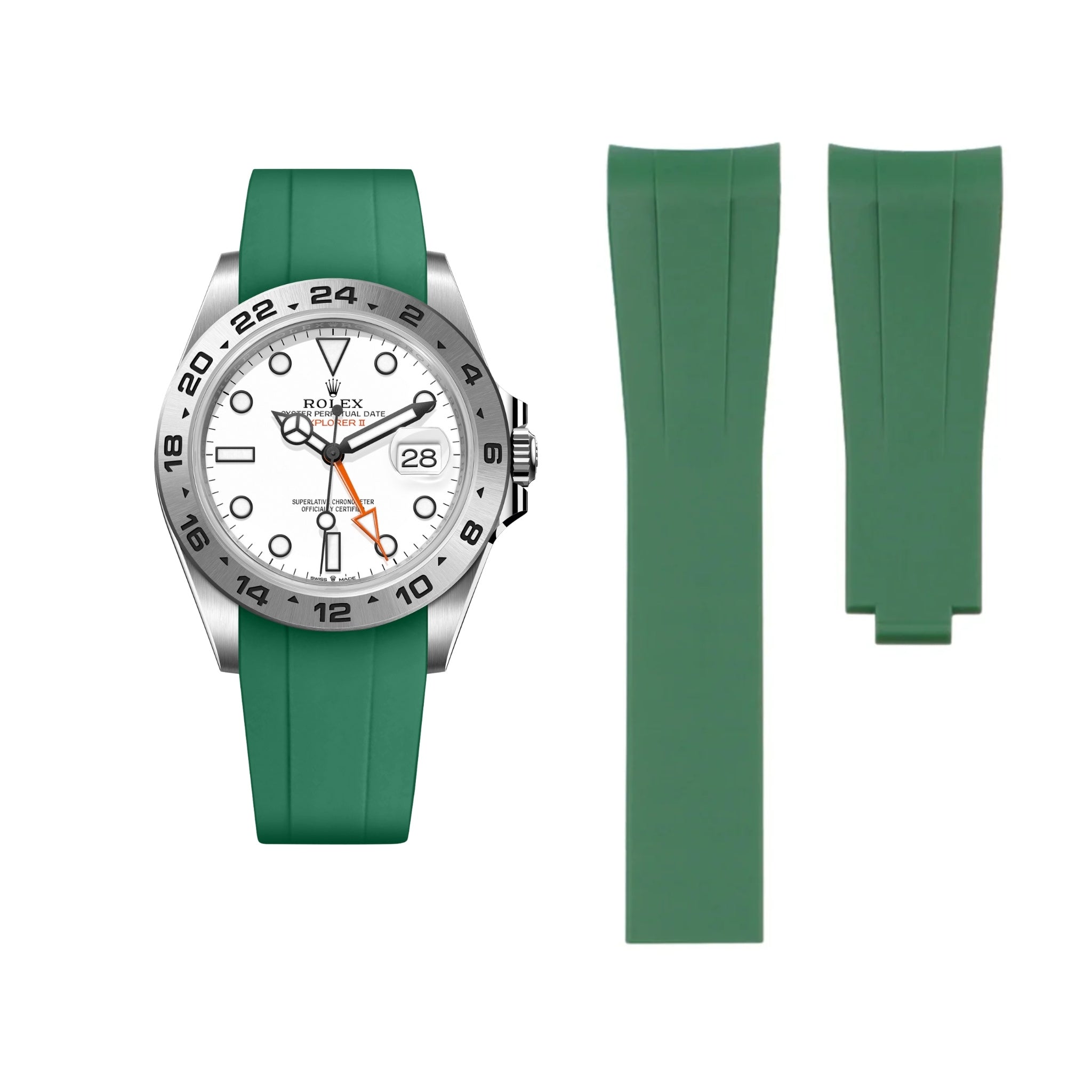 Deployant Strap - For Rolex Explorer II - Green - Helvetus