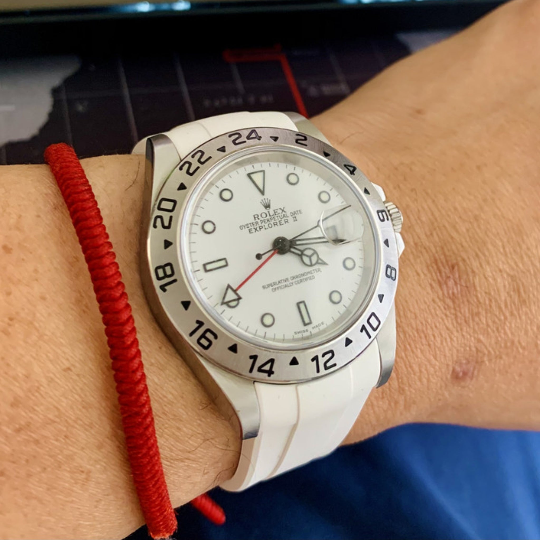 Deployant Strap - For Rolex Explorer II - White - Helvetus