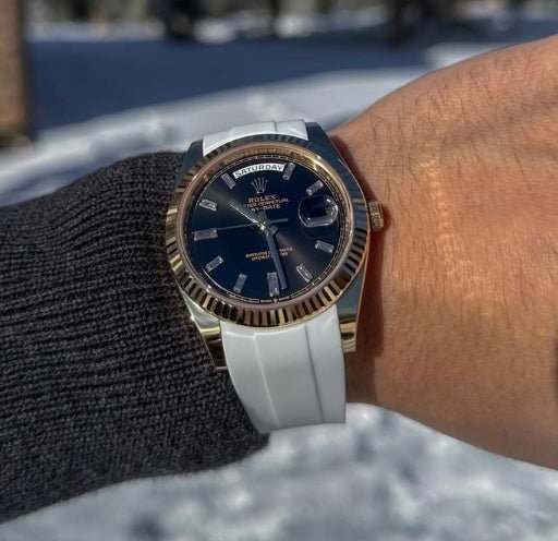 Faltschließe Kautschukarmband für Rolex Day - Date 36mm – Weiss - Helvetus DE