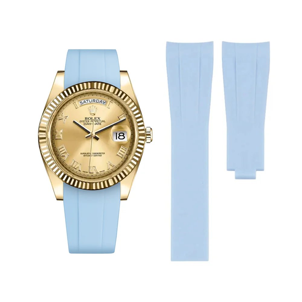 Faltschließe Kautschukarmband für Rolex Day - Date II 41mm – Baby Blau - Helvetus DE