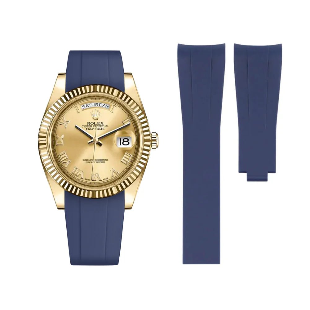 Faltschließe Kautschukarmband für Rolex Day - Date II 41mm – Dunkel Blau - Helvetus DE
