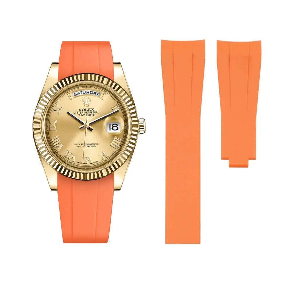 Faltschließe Kautschukarmband für Rolex Day - Date II 41mm – Orange - Helvetus DE