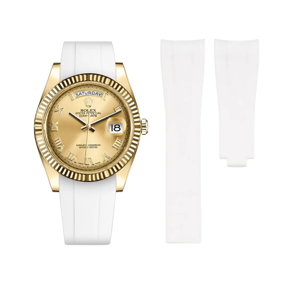 Faltschließe Kautschukarmband für Rolex Day - Date II 41mm – Weiss - Helvetus DE