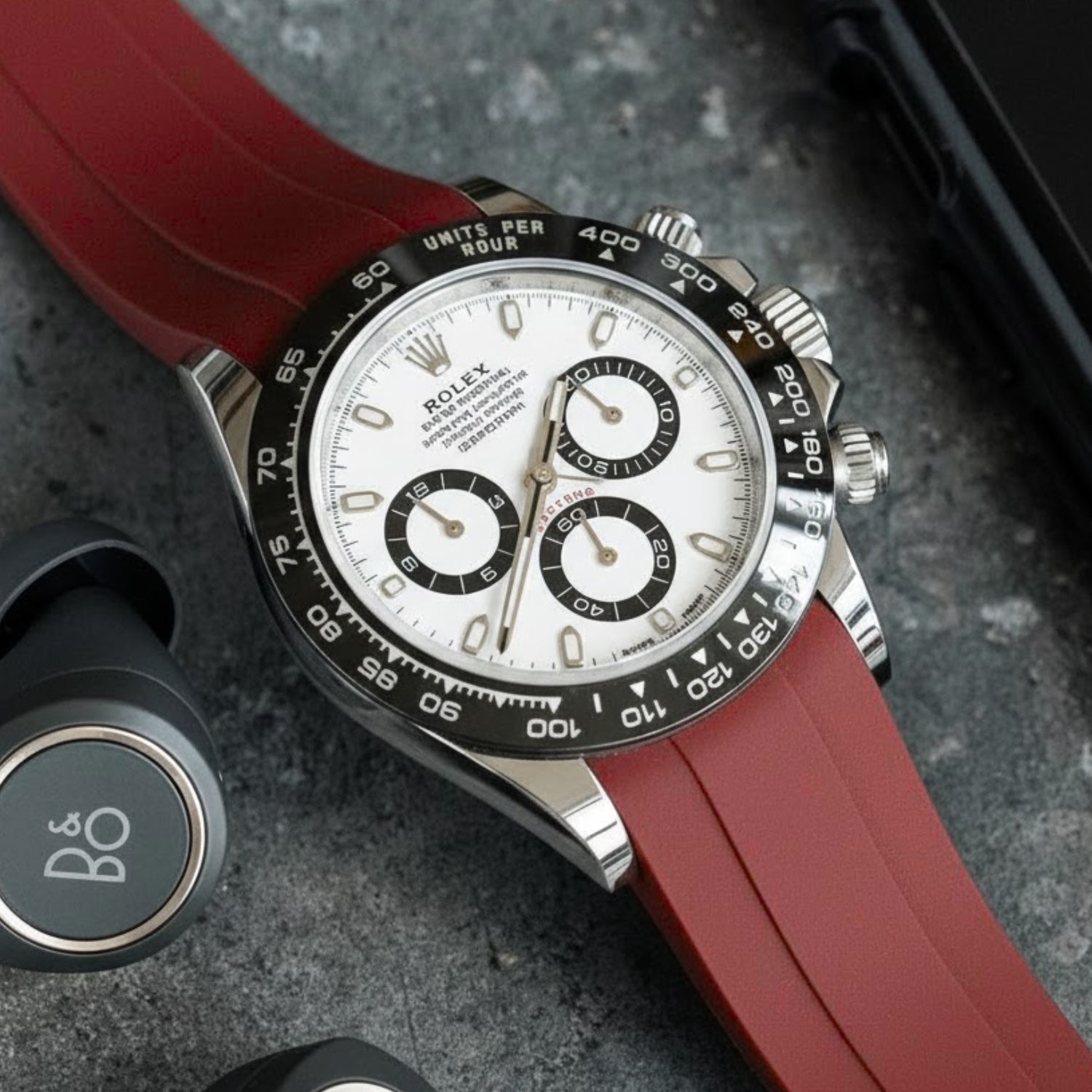 Faltschliesse Kautschukarmband für Rolex Daytona – Bordeaux - Helvetus DE