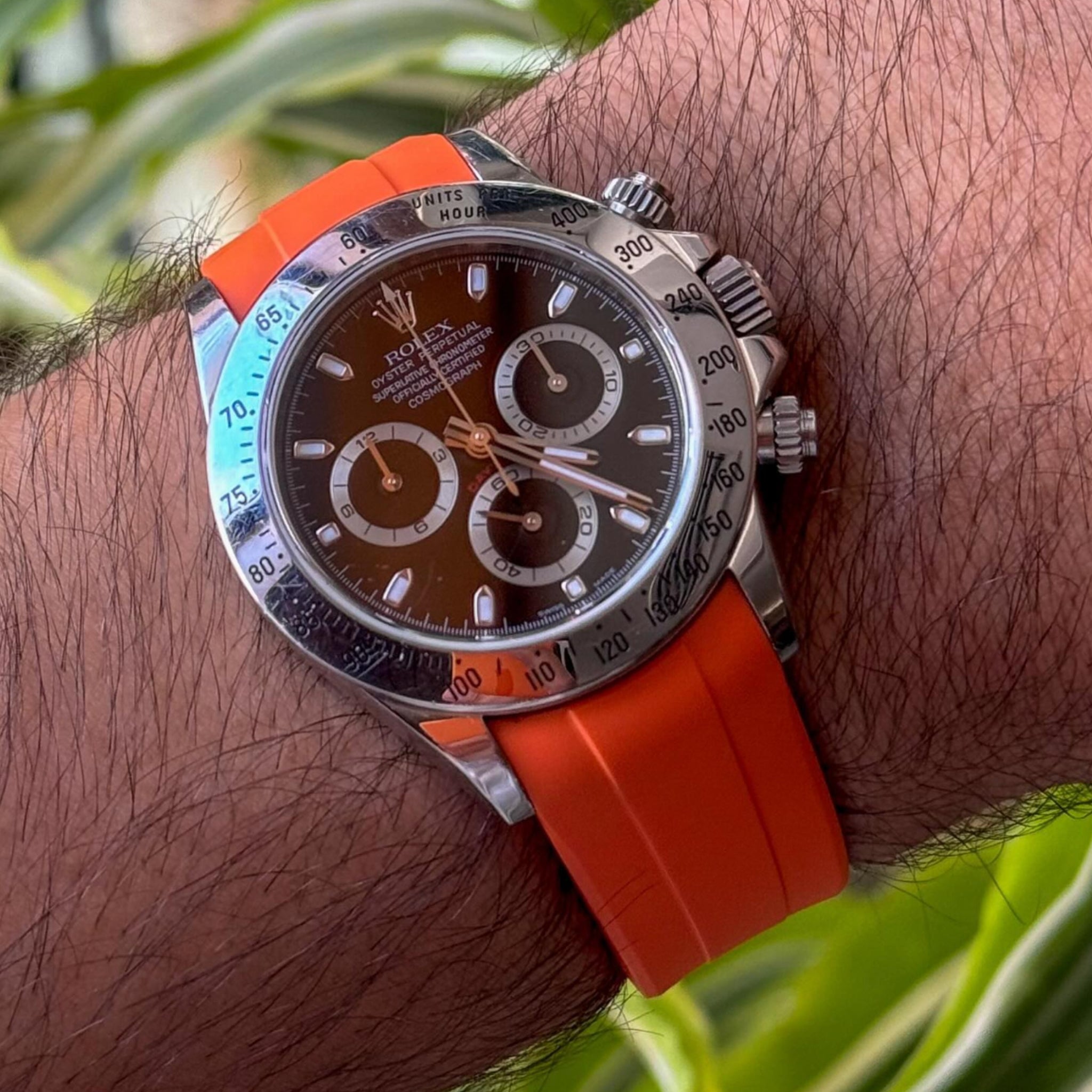 Faltschliesse Kautschukarmband für Rolex Daytona – Orange - Helvetus DE