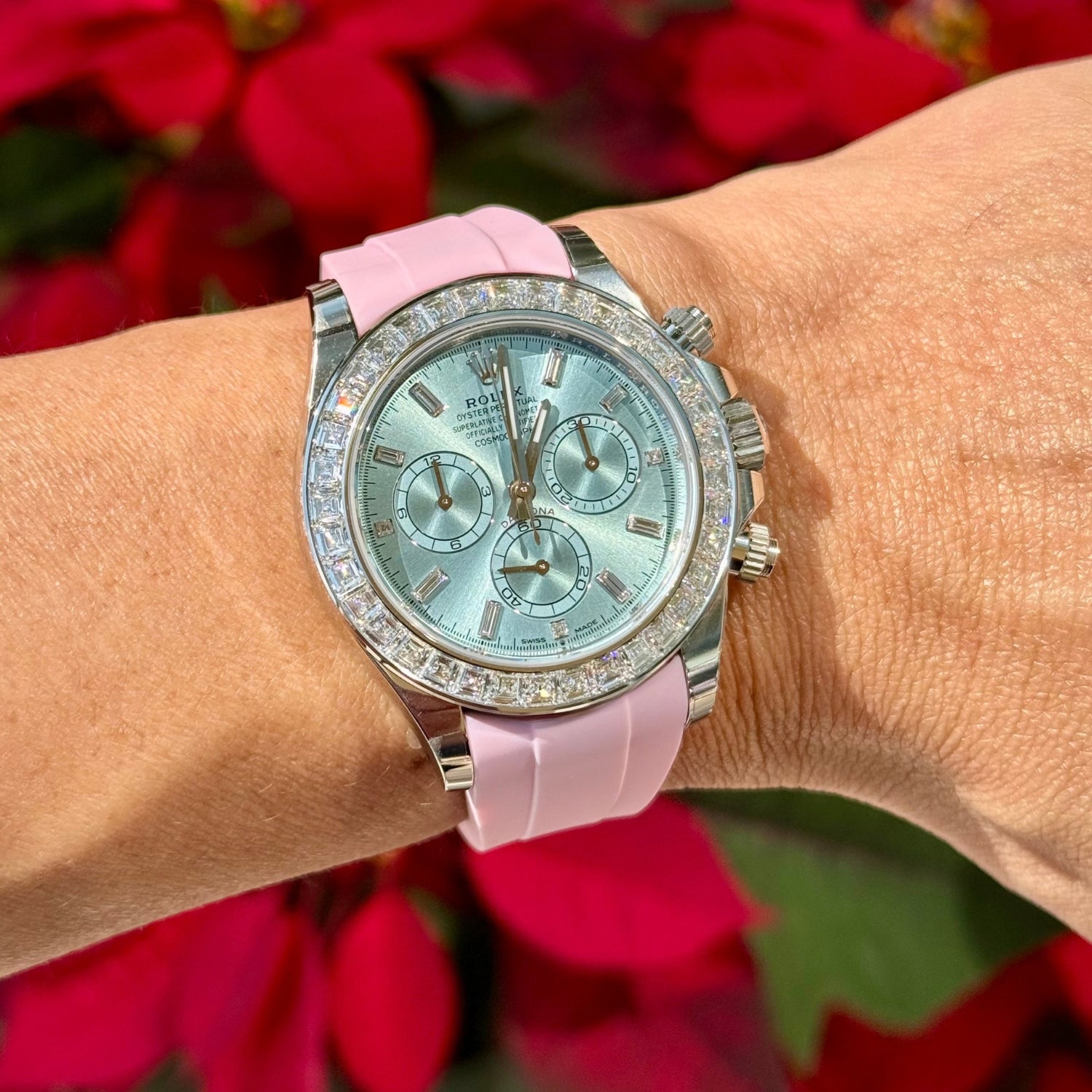 Faltschliesse Kautschukarmband für Rolex Daytona – Pink - Helvetus DE