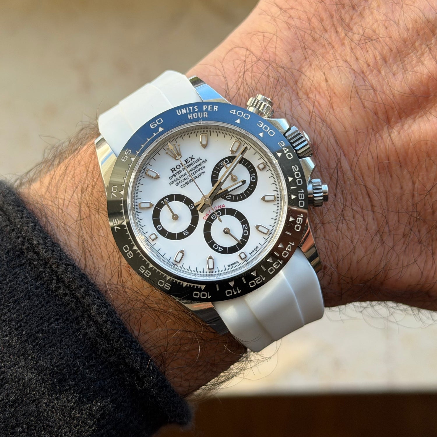 Faltschliesse Kautschukarmband für Rolex Daytona – Weiss - Helvetus DE
