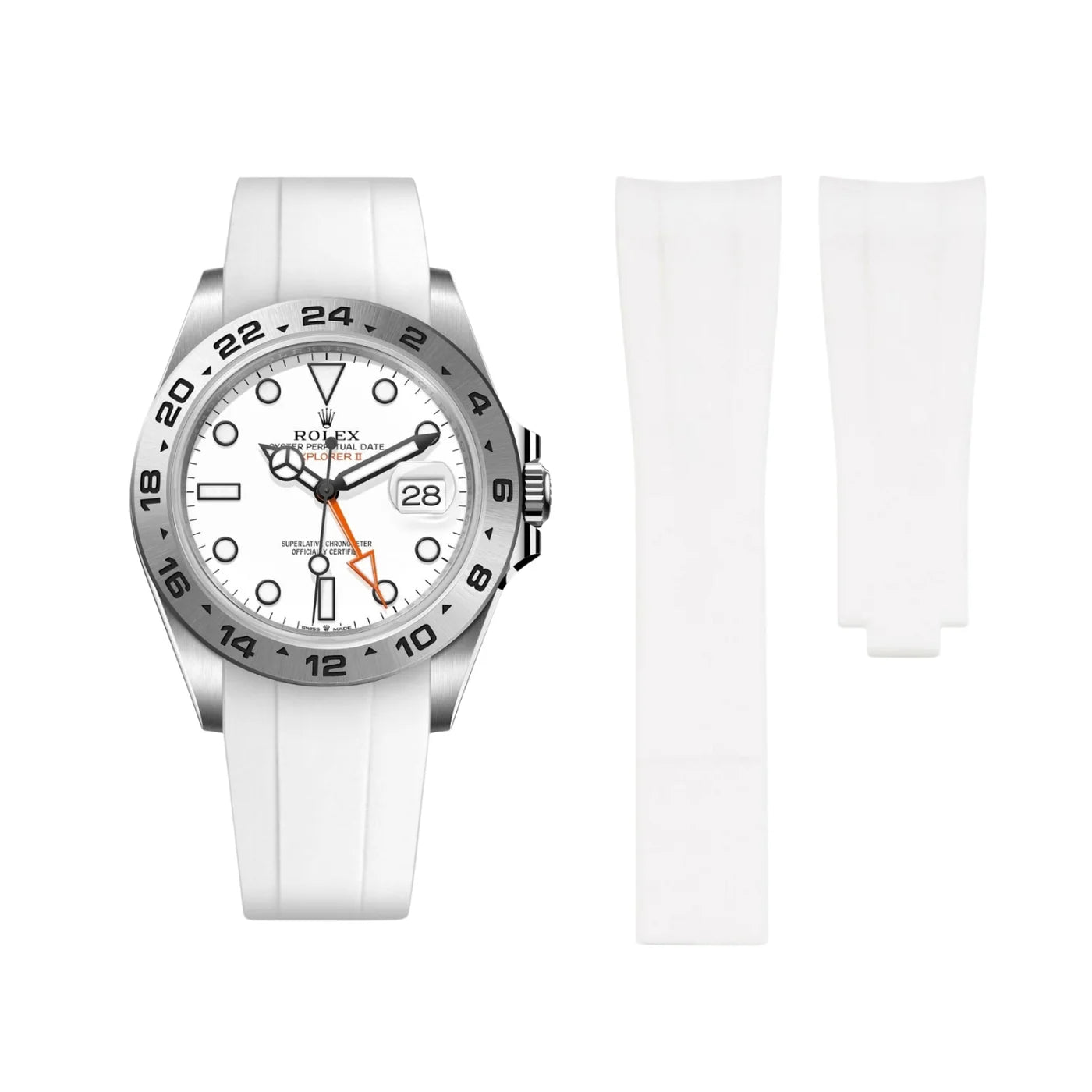 Faltschließe Kautschukarmband für Rolex Explorer II – Weiss - Helvetus DE