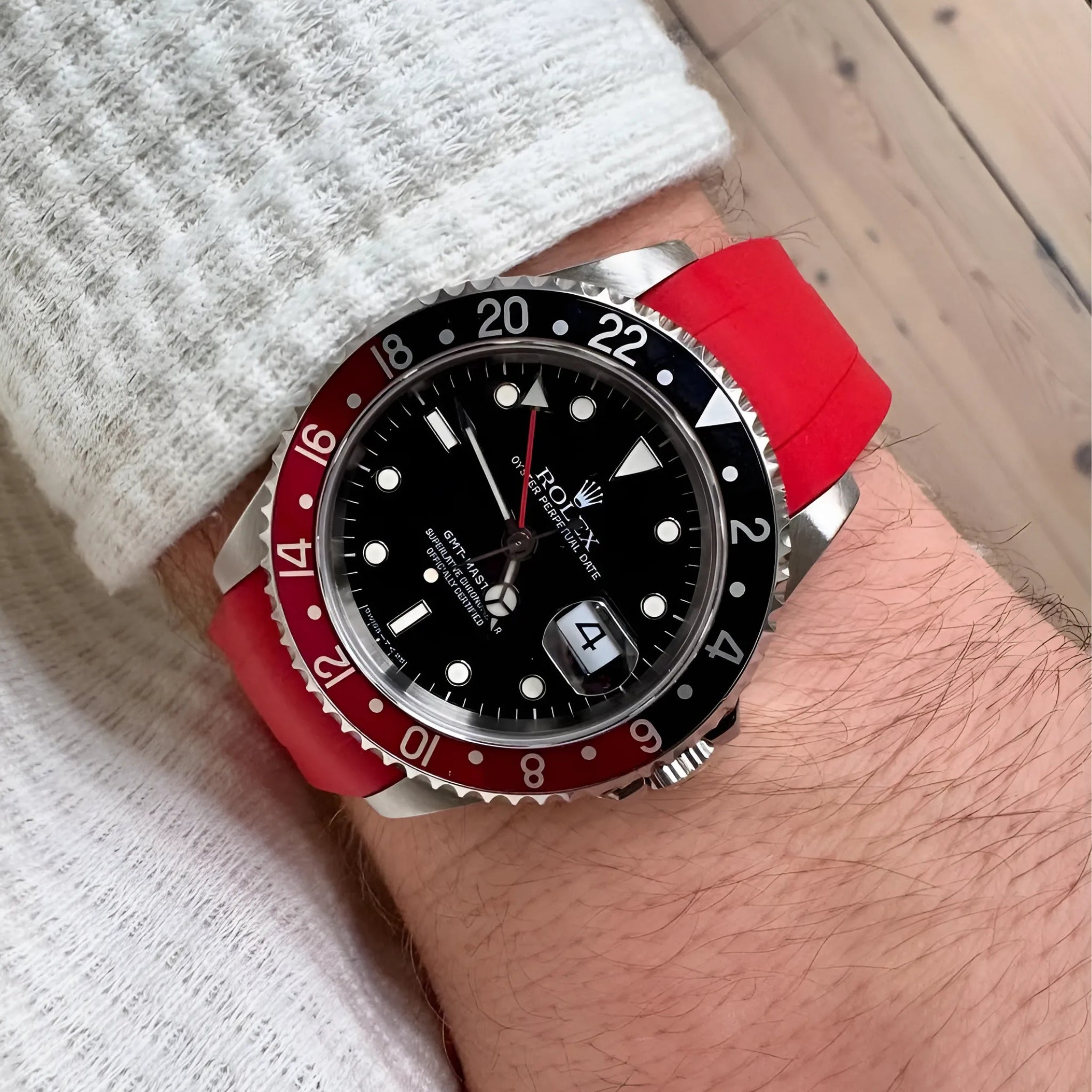 Faltschließe Kautschukarmband für Rolex GMT - Master II – Rot - Helvetus DE