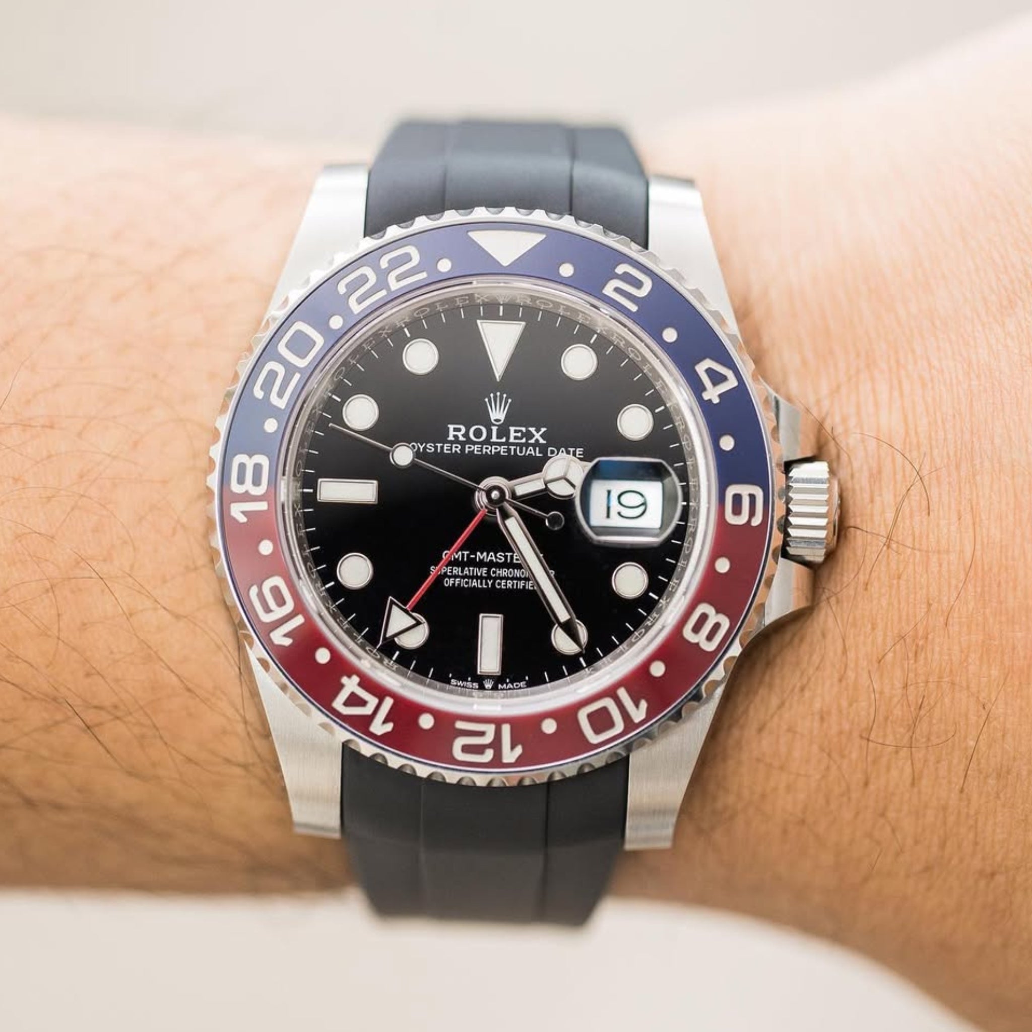Faltschließe Kautschukarmband für Rolex GMT - Master II – Schwarz - Helvetus DE