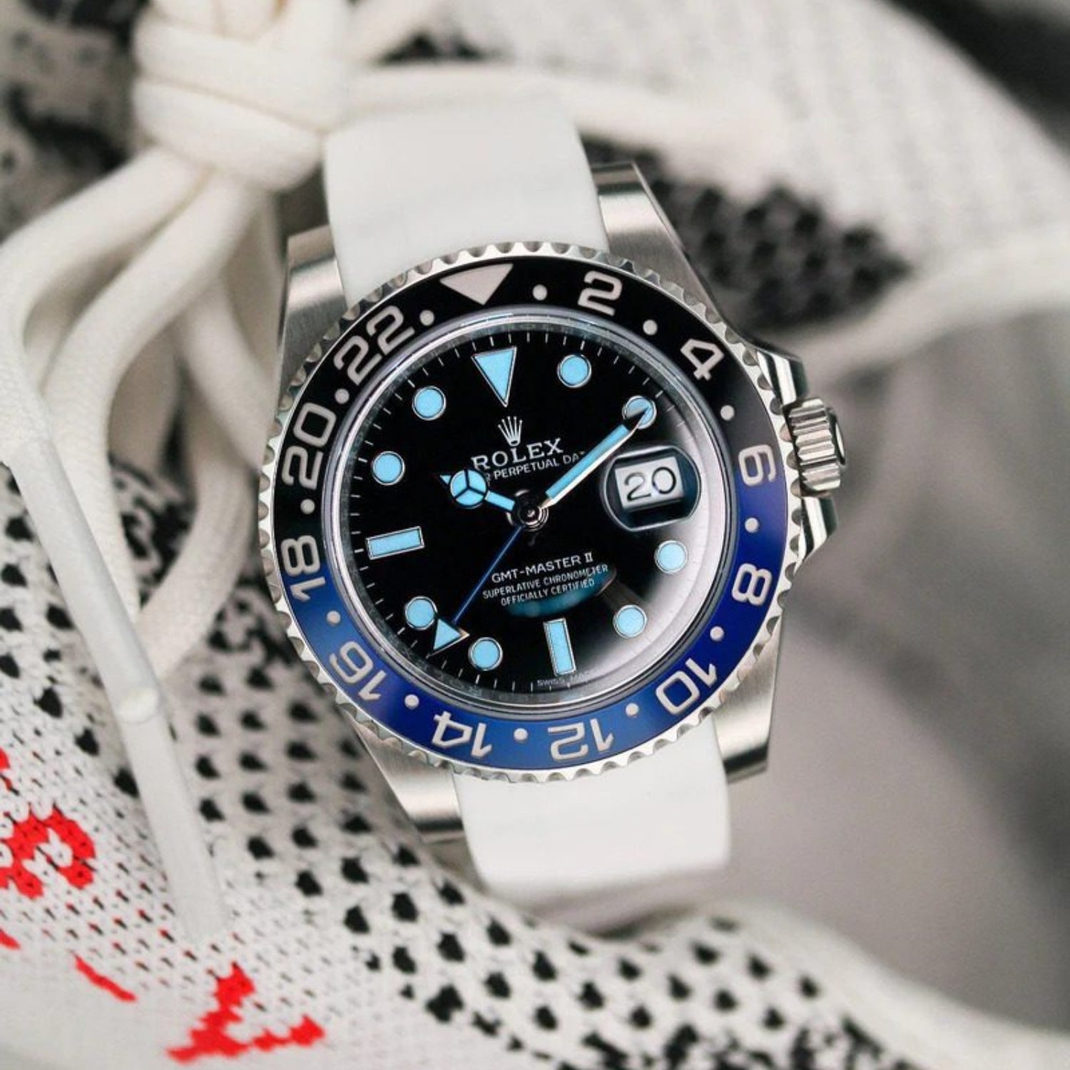 Faltschließe Kautschukarmband für Rolex GMT - Master II – Weiss - Helvetus DE