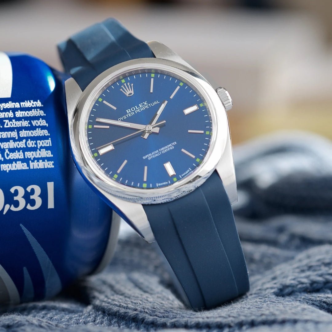 Faltschliesse Kautschukarmband für Rolex Oyster Perpetual 36mm – Dunkel Blau - Helvetus DE