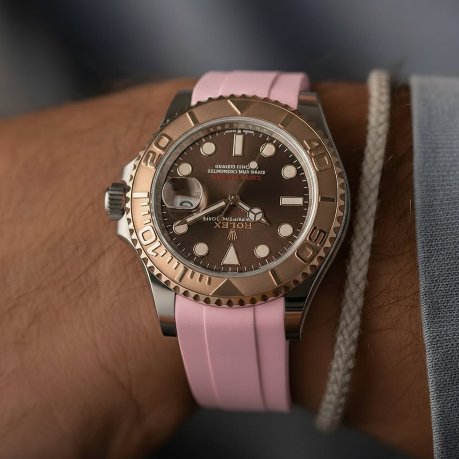 Faltschließe Kautschukarmband für Rolex Yacht - Master 40mm/42mm – Pink - Helvetus DE
