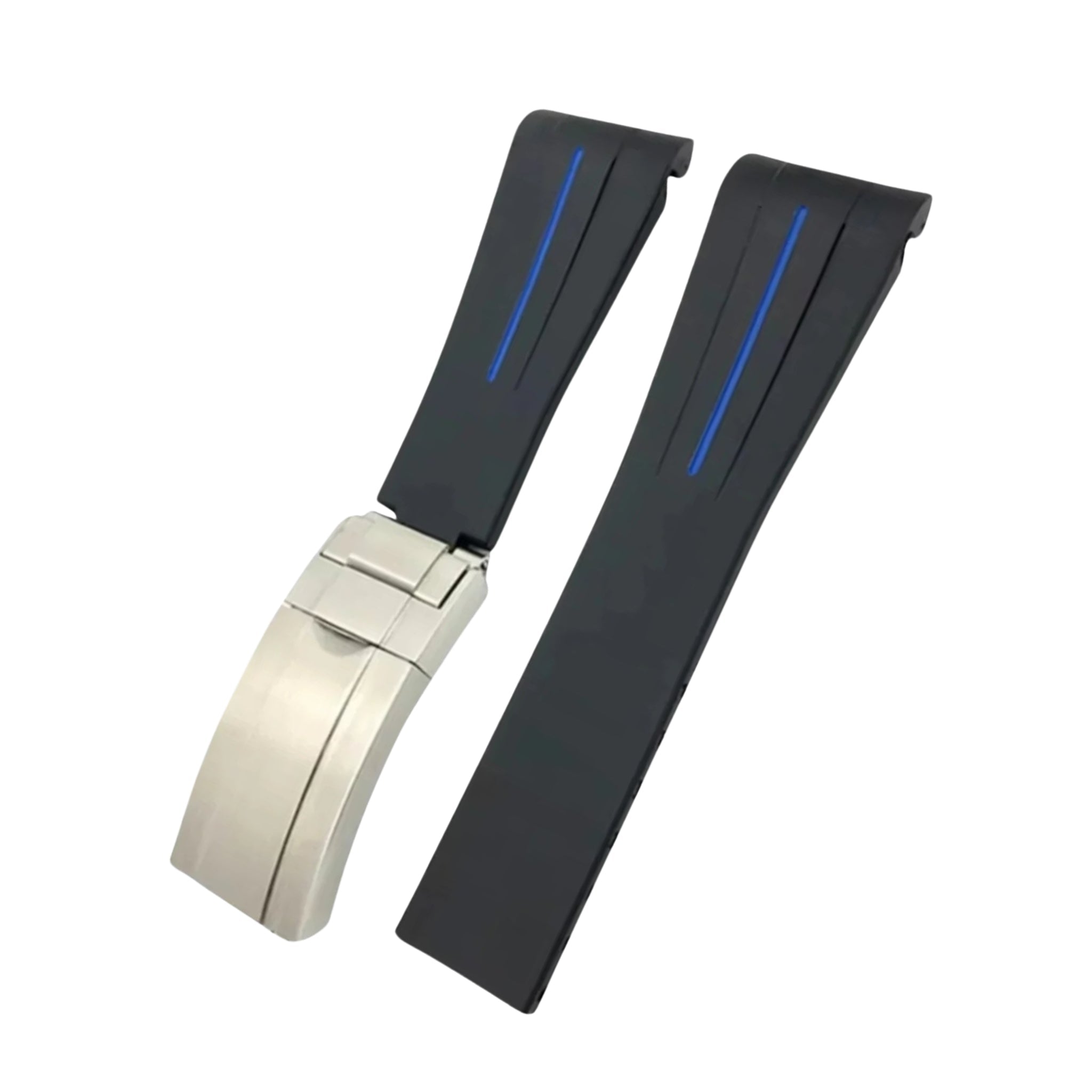 Faltschliessen Kautschukarmband für Rolex Sky - Dweller – Schwarz/Blau Linie | LuxLine® - Helvetus DE