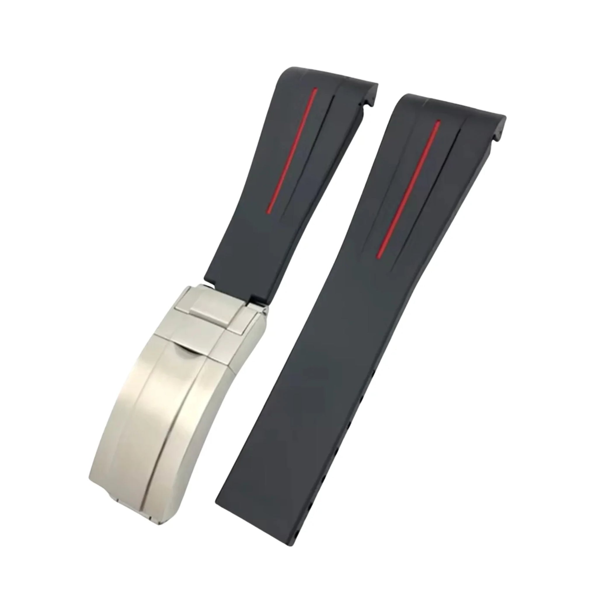 Faltschliessen Kautschukarmband für Rolex Sky - Dweller – Schwarz/Rot Linie | LuxLine® - Helvetus DE