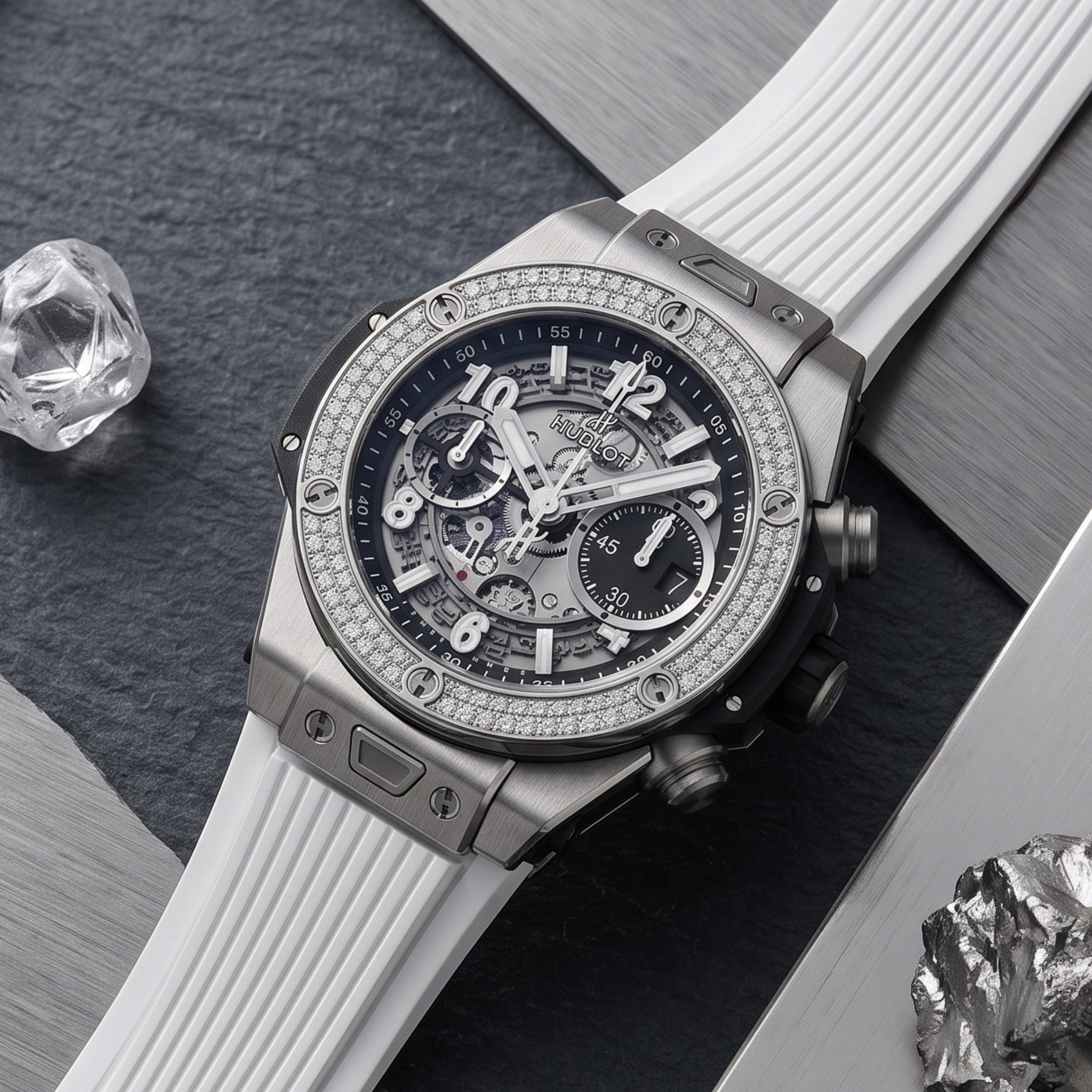 Hublot Big Bang Unico Click Armband aus Kautschuk – Weiss - Helvetus
