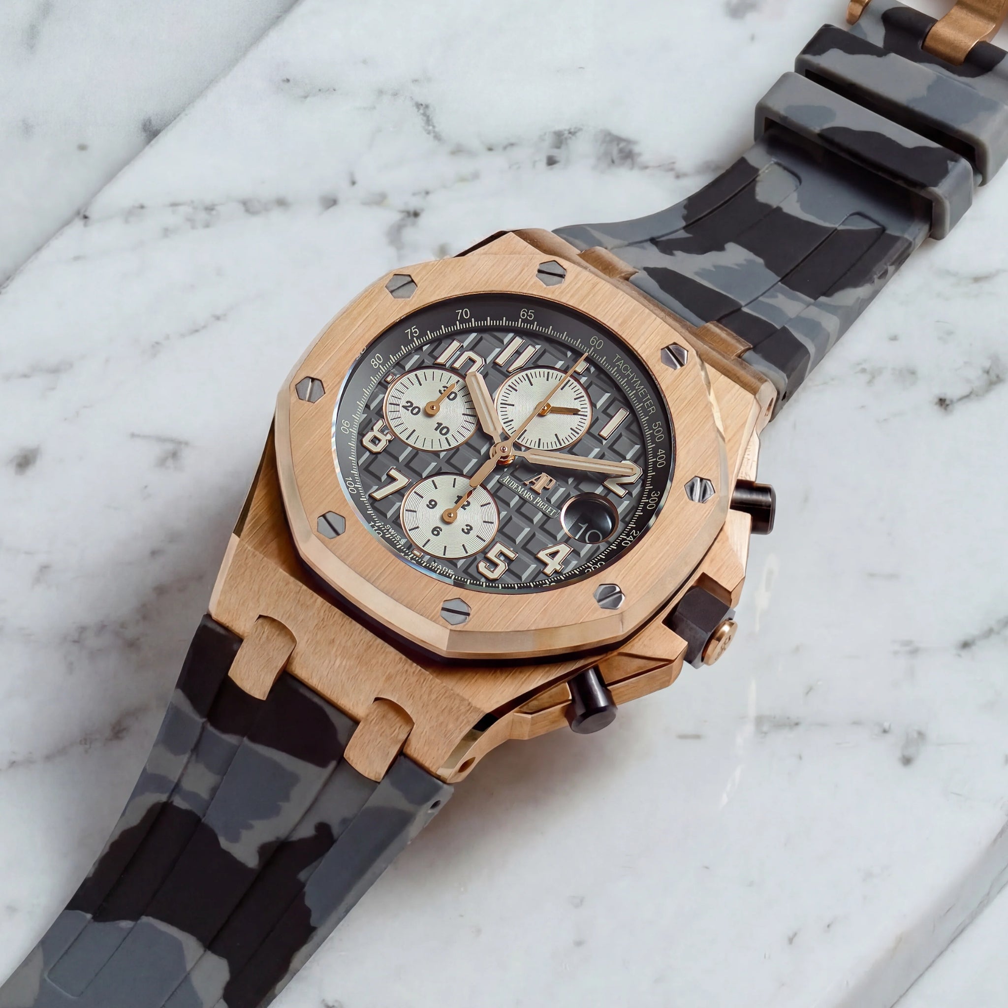 Kautschuk Armband - für alle Audemars Piguet Offshore 42mm - Grau Camo - Helvetus
