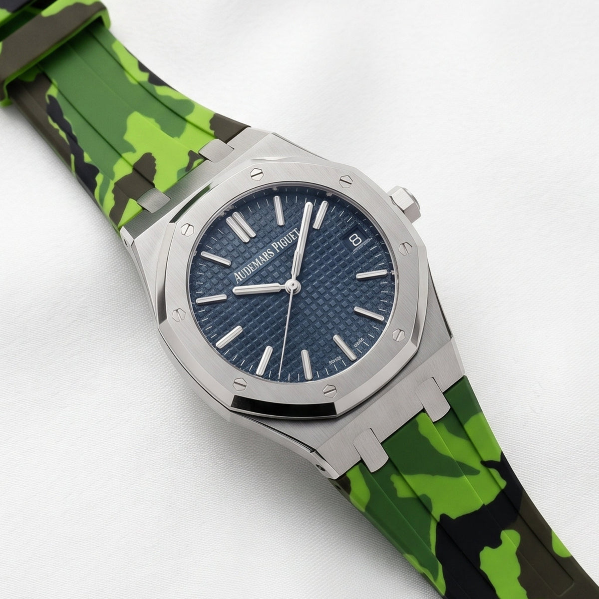 Kautschuk Armband - für alle Audemars Piguet Royal Oak 41mm - Hell Grün Camouflage - Helvetus